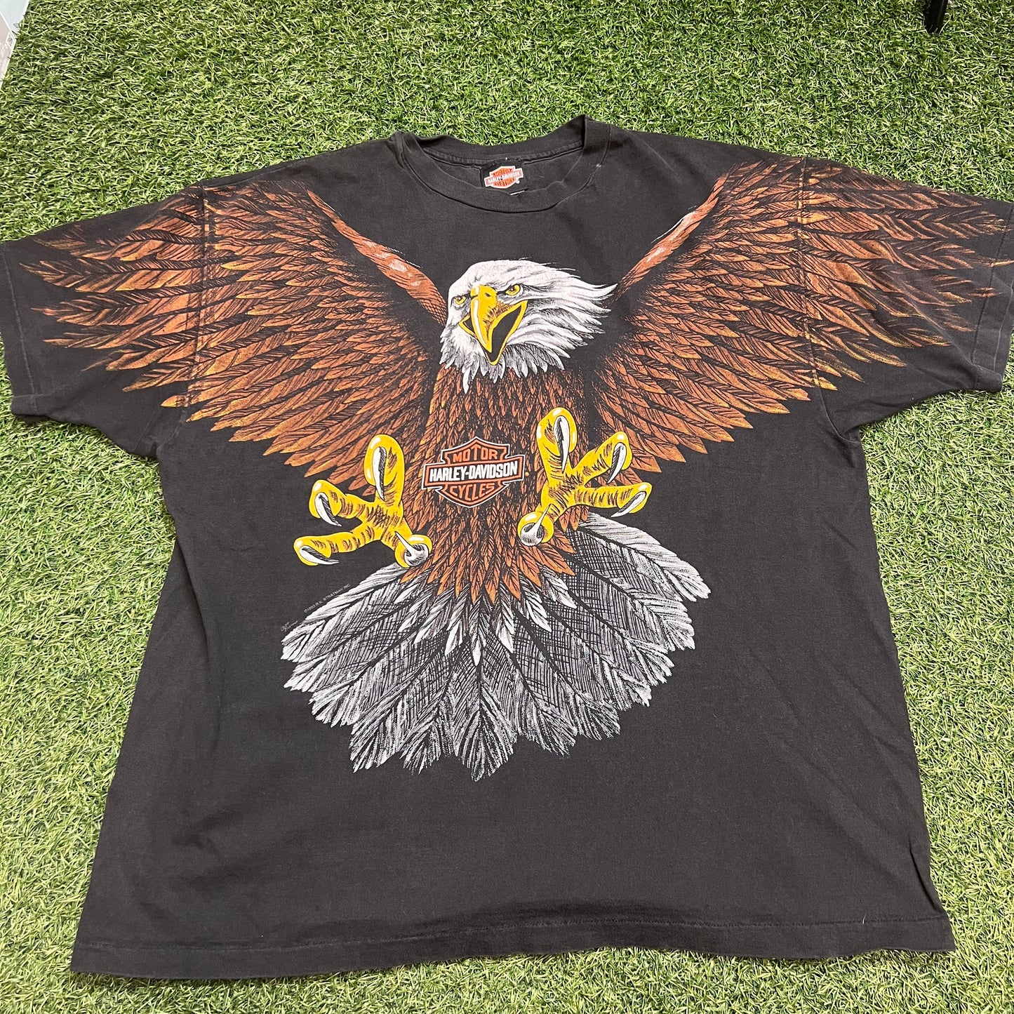 Harley Davidson double sided eagle sioux city tee black Size XXL USED v12525