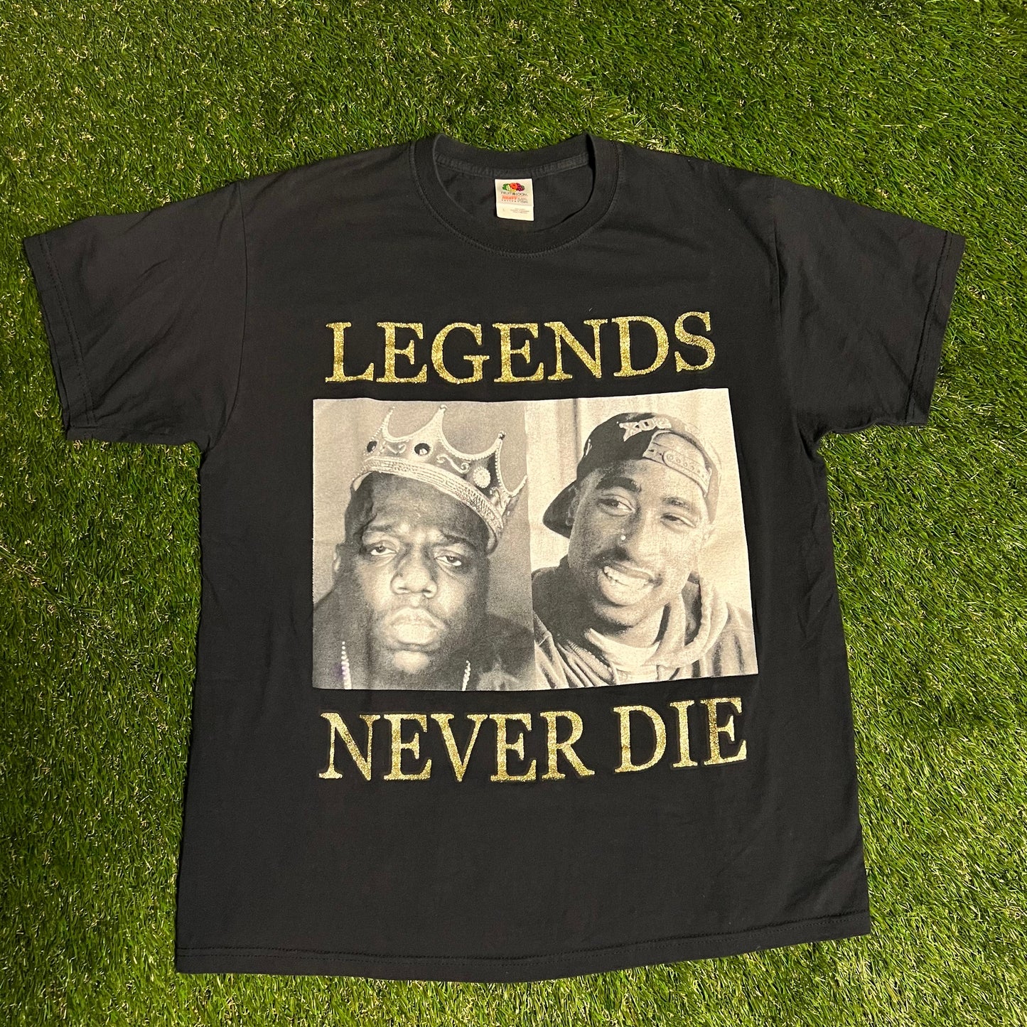 2000's Biggie Tupac Tee Black Size Large USED v12548