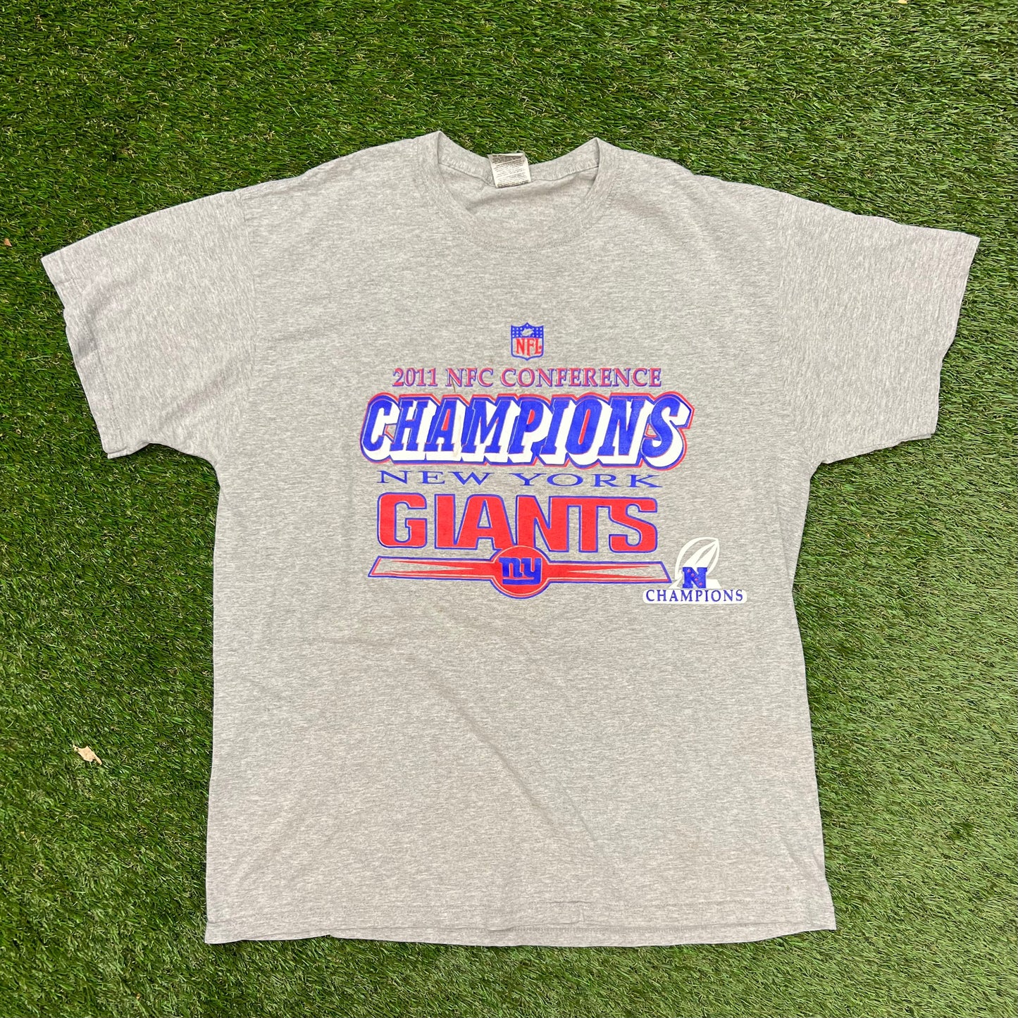 2011 Giants NFC Conference Championship Grey Tee Size XL USED v12586