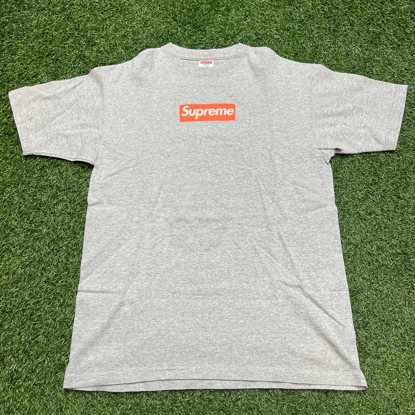 Supreme Box Logo Safety Orange 2001 Tee Grey Size Large USED x9169