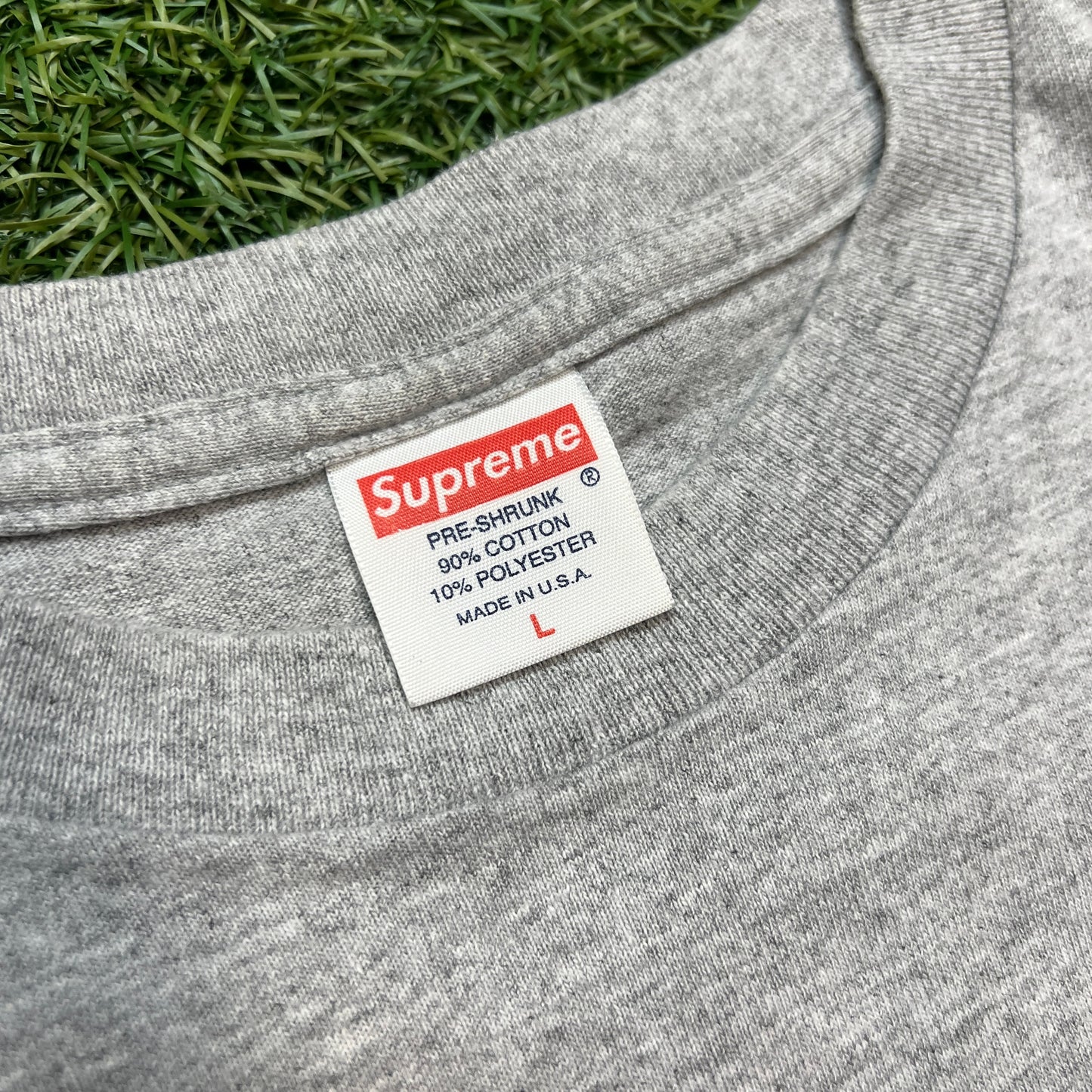 Supreme Box Logo Safety Orange 2001 Tee Grey Size Large USED x9169