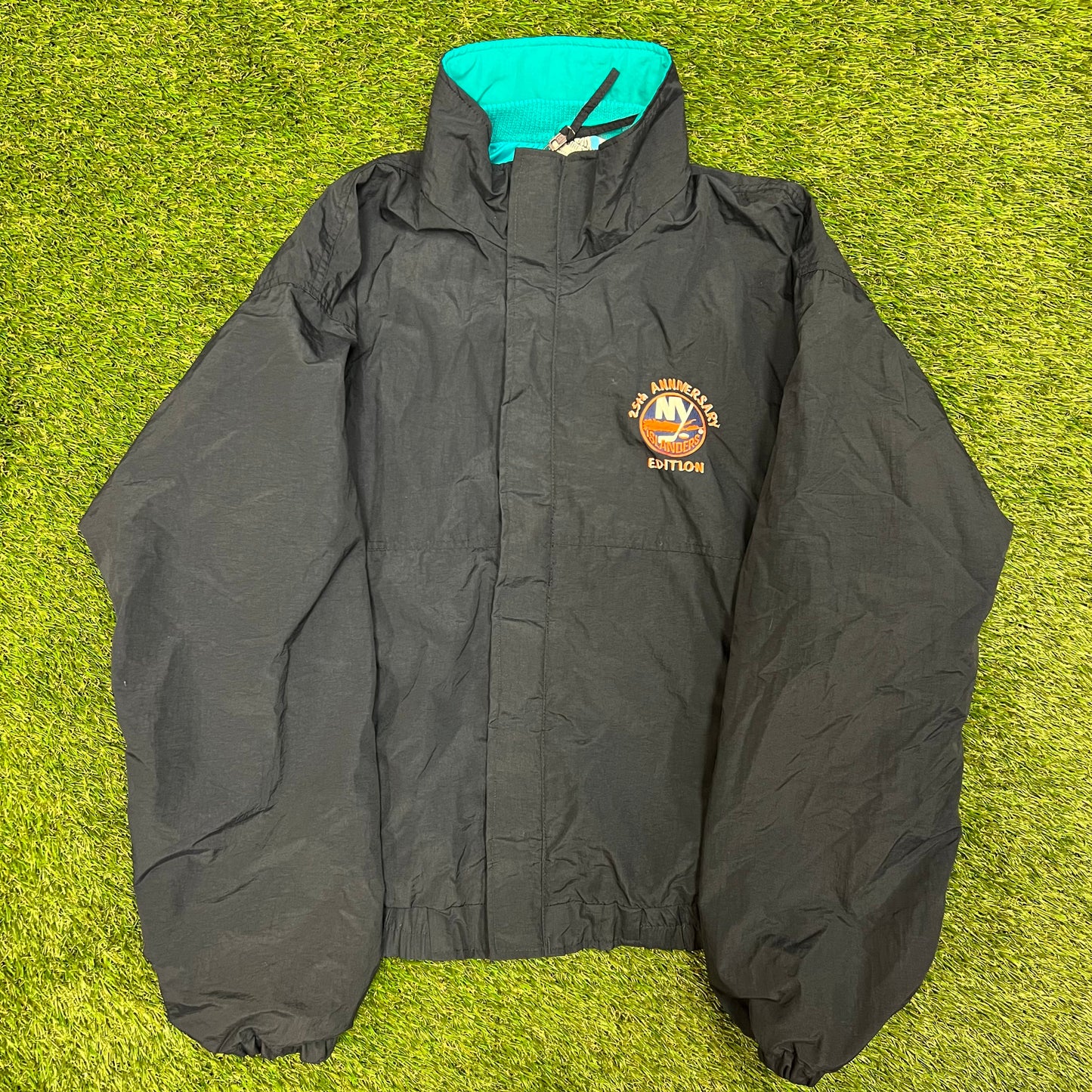 NY Islanders 25th anniversary zip up jacket black Size XL USED v12648