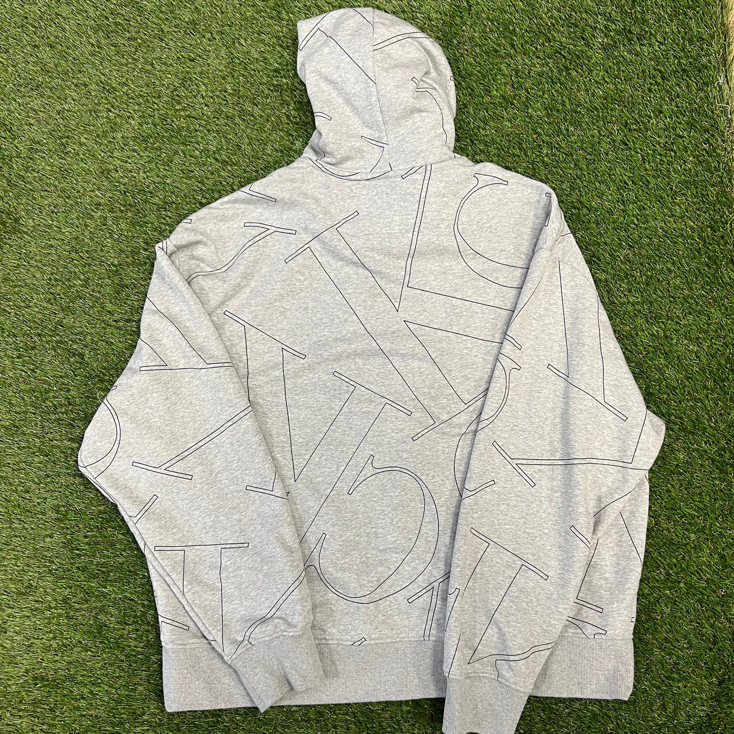 Calvin Klein All Over Print Grey Hoodie Size Large NEW v12662