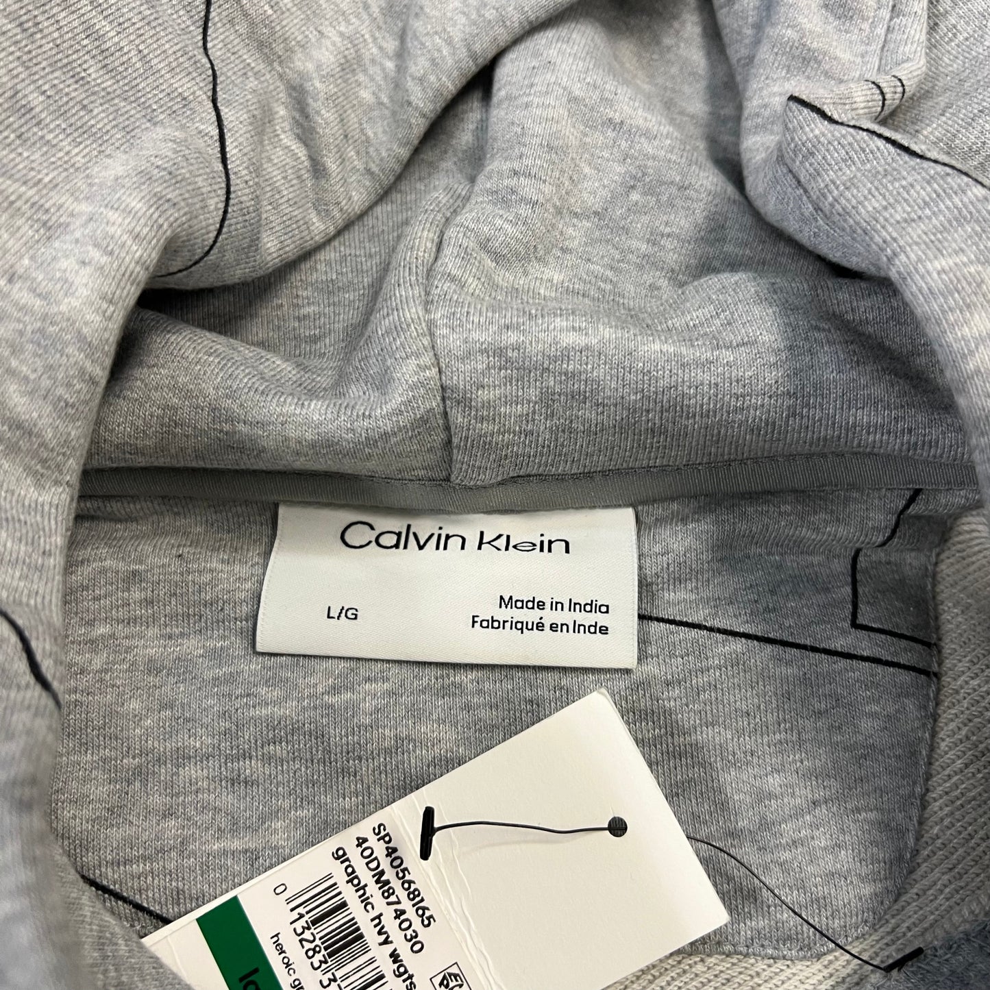 Calvin Klein All Over Print Grey Hoodie Size Large NEW v12662