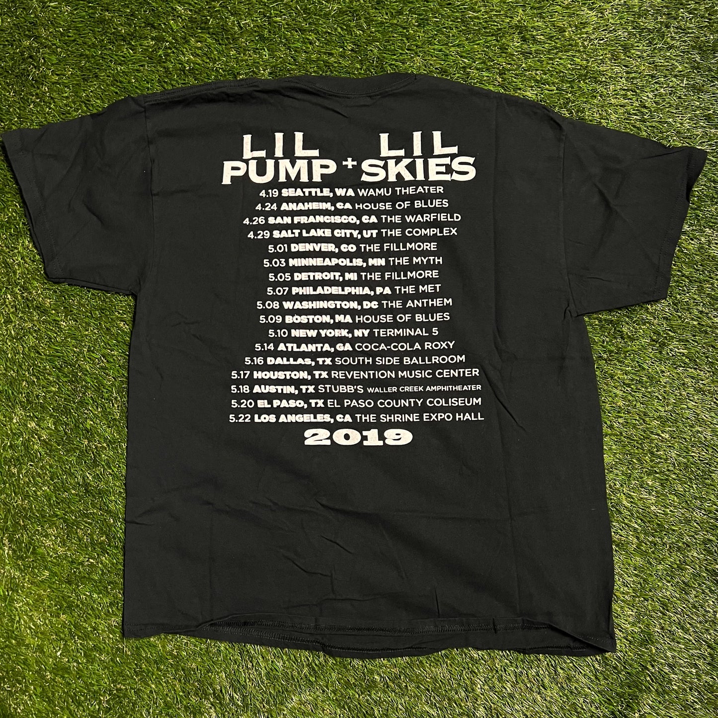 Lil Pump Lil Skies 2019 Tour Black Tee Size XL USED v1682