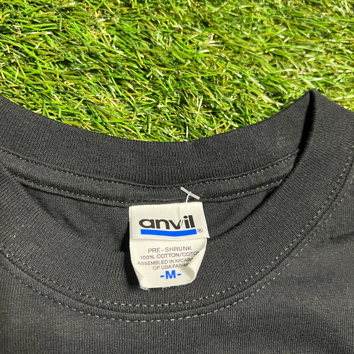 300 movie Gerard Butler sheild and speer Black Anvil Tag double sided Black Tee Size Medium USED v3527