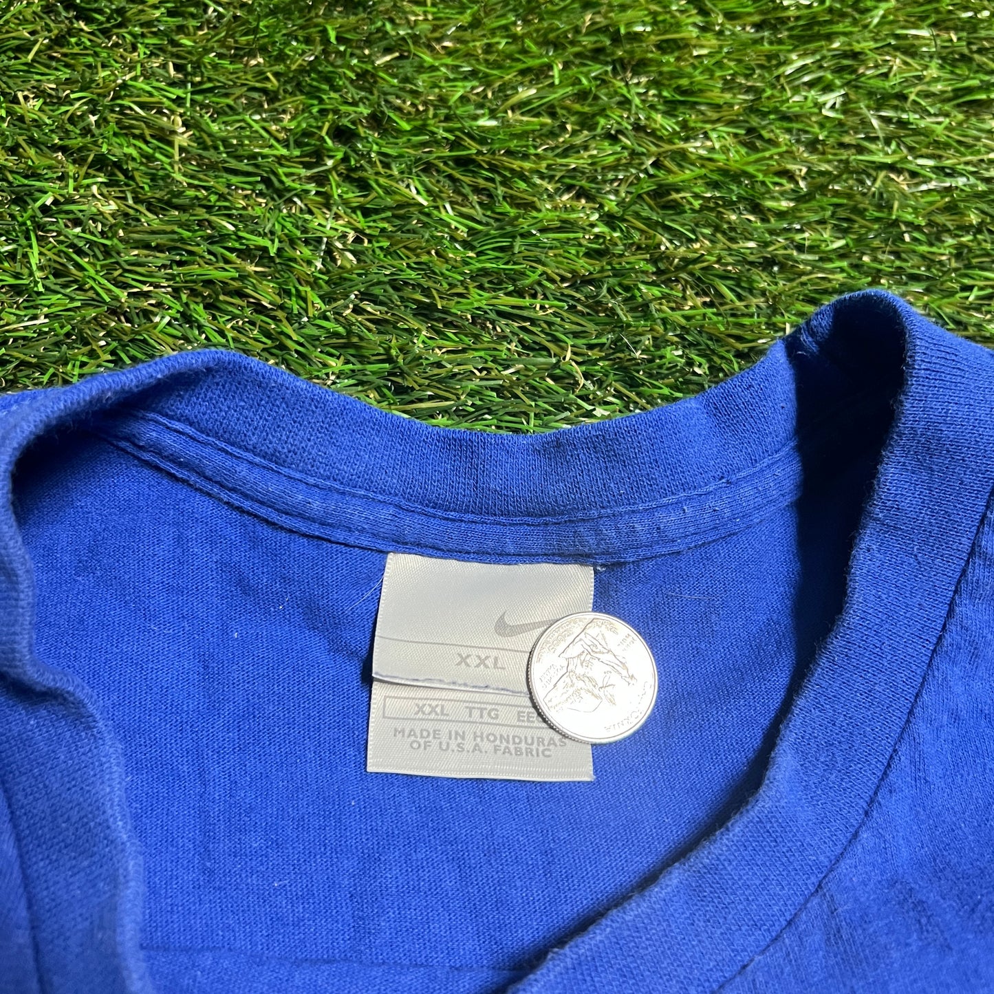 1990's Nike Center Logo Blue Tee Size XXL USED v12870