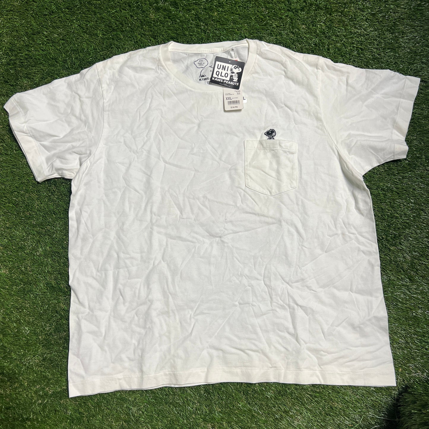Kaws peanuts snoopy pocket tee white fw17 Size XXL NEW x9584