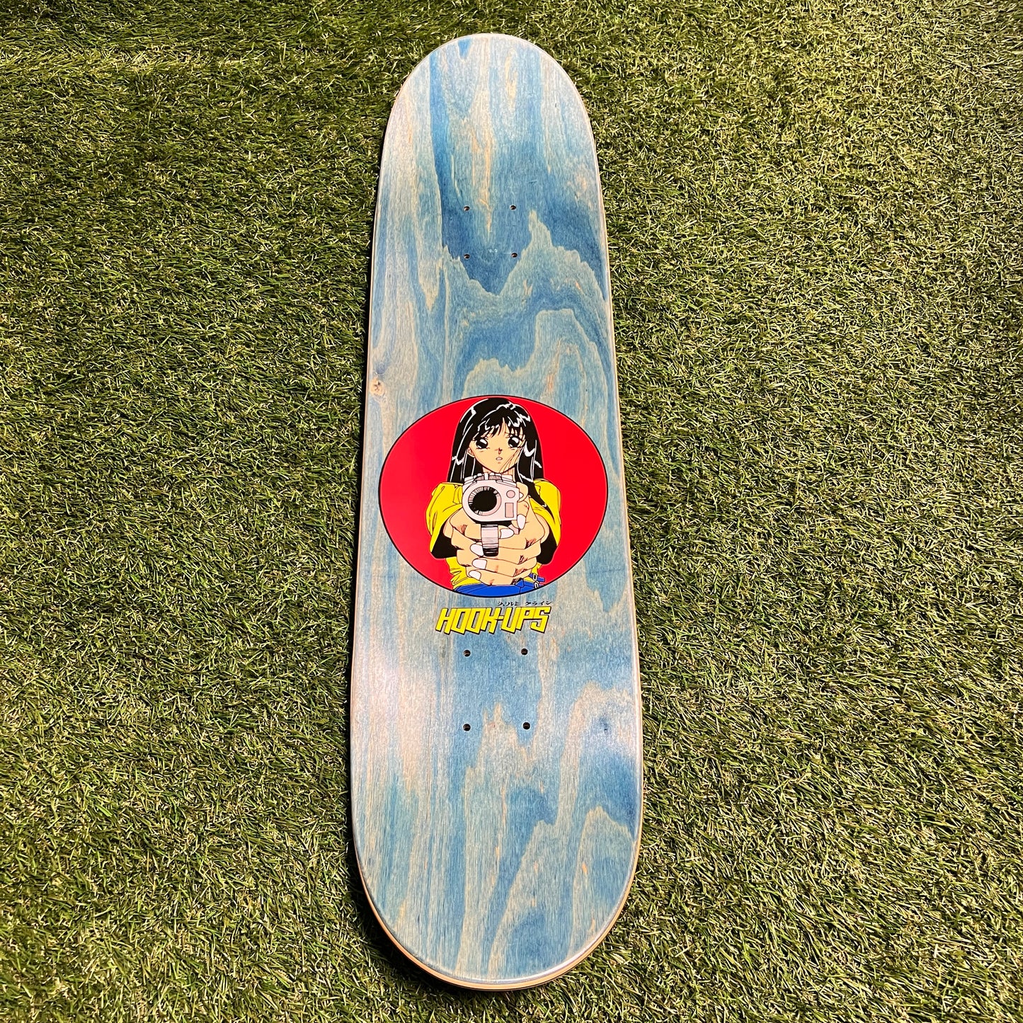 Hookups Girl With A Gun Skateboard Blue Back NEW v13109