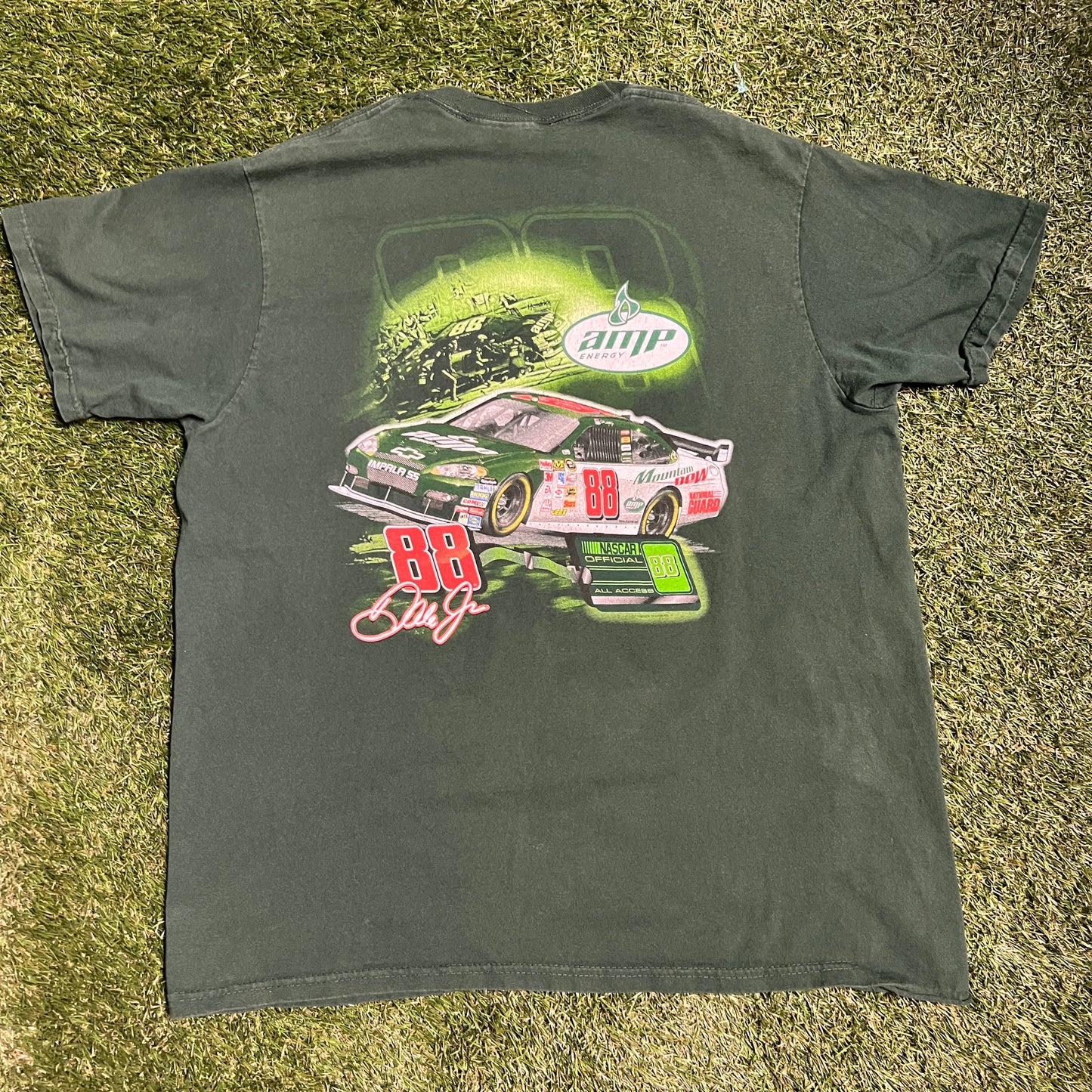 AMP Energy #88 Offical All Access Dale Jr Green Tee Size XL USED v13154