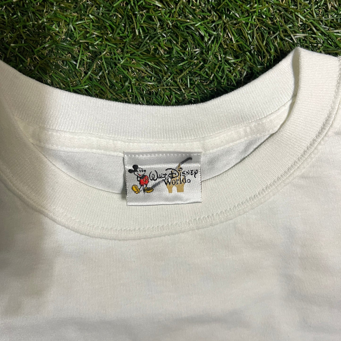 90's Walt Disney World White Glitter Tee Size Large USED v13200