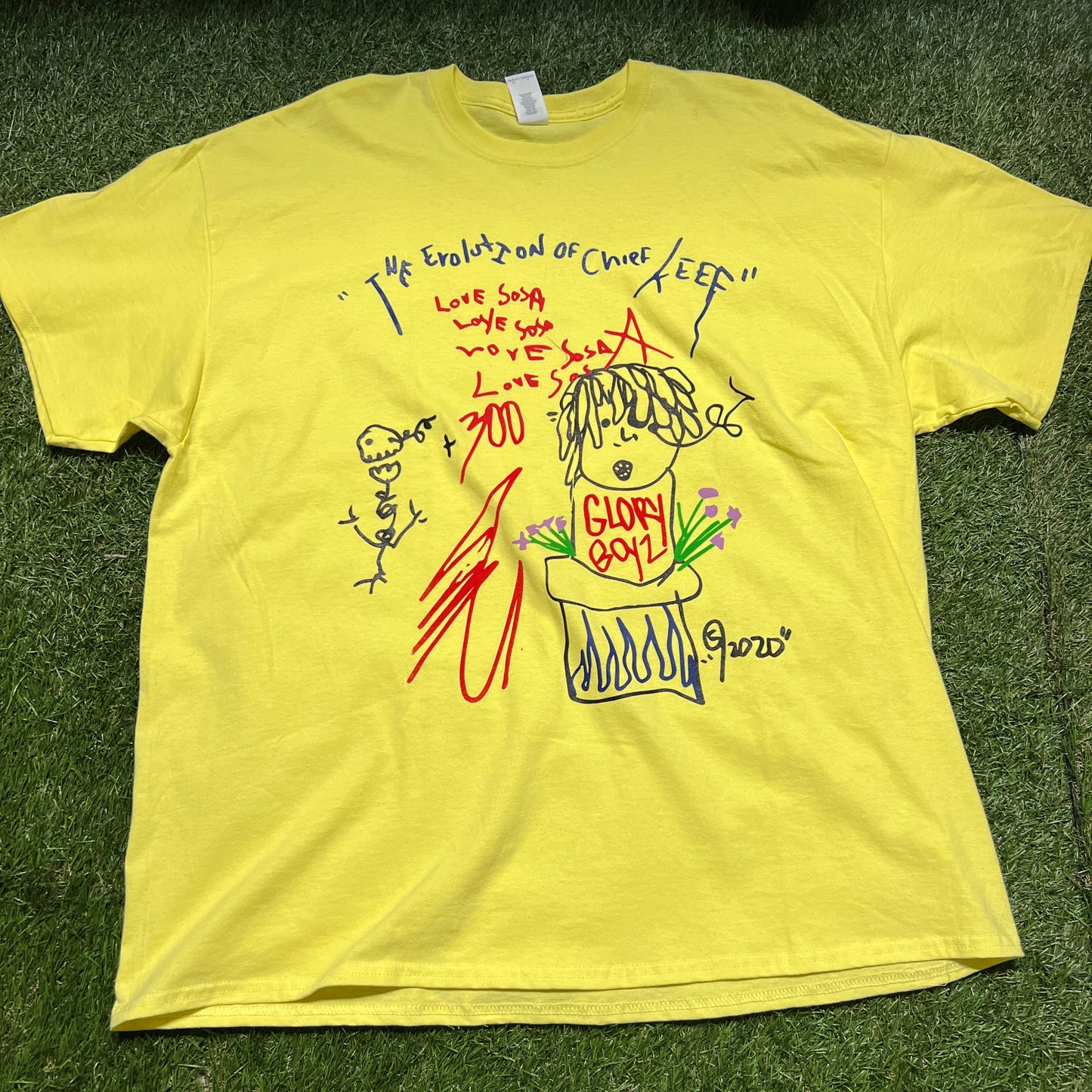 5AM Evolution Of Chief Keef Yellow Tee Size 2XL USED V7367