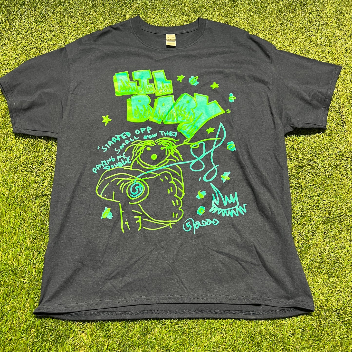 5am Lil Baby Tee Blue/Green Size XL Used V6859
