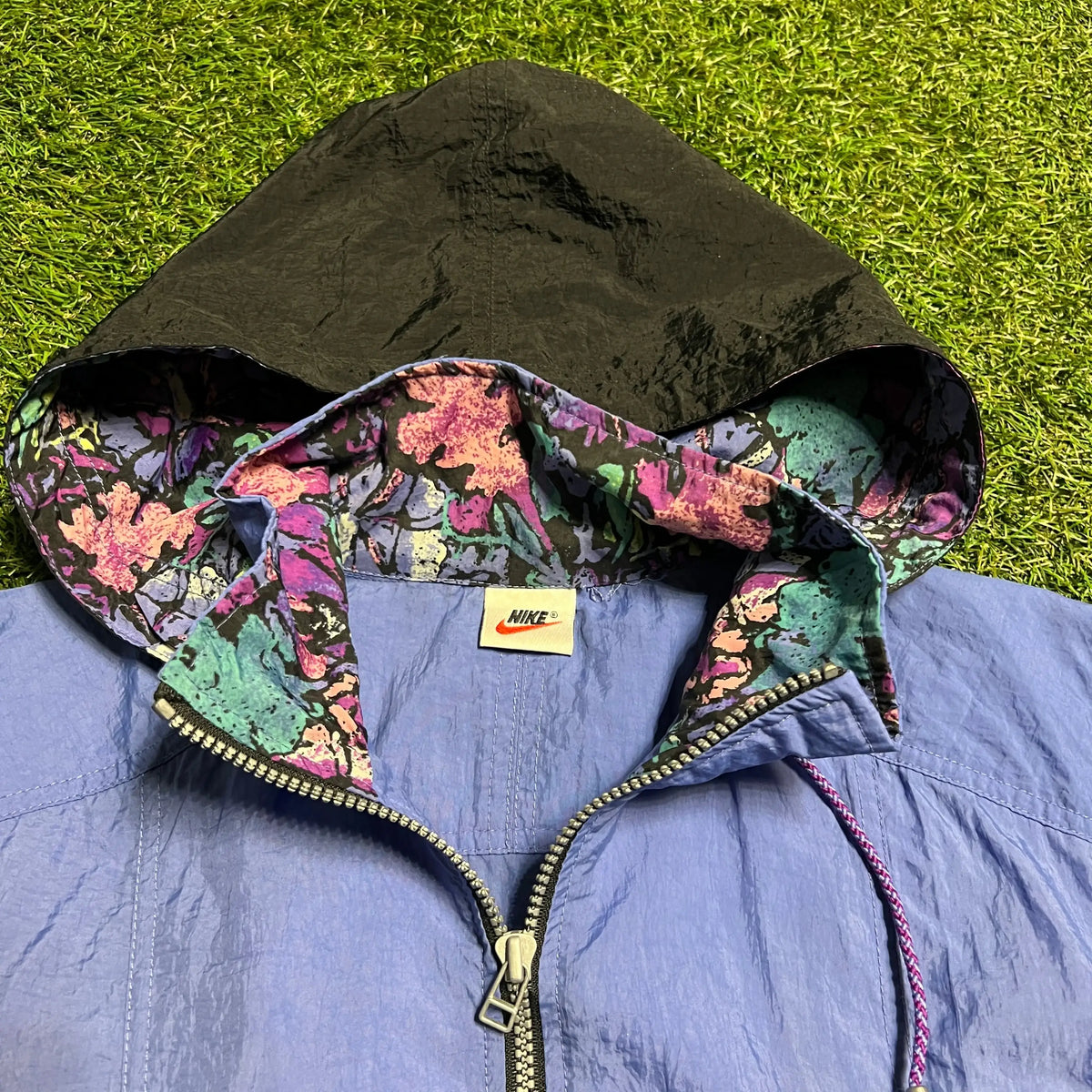 Nike 1990s Floral Print hoodie windbreaker Size Large USED v2561
