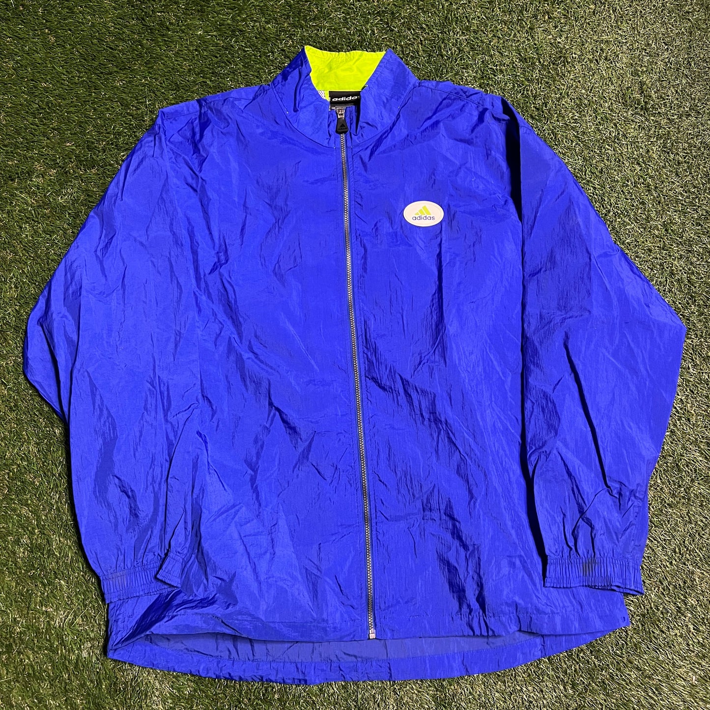 Adidas Small Chest Logo Blue Windbreaker Size XXL USED v13254