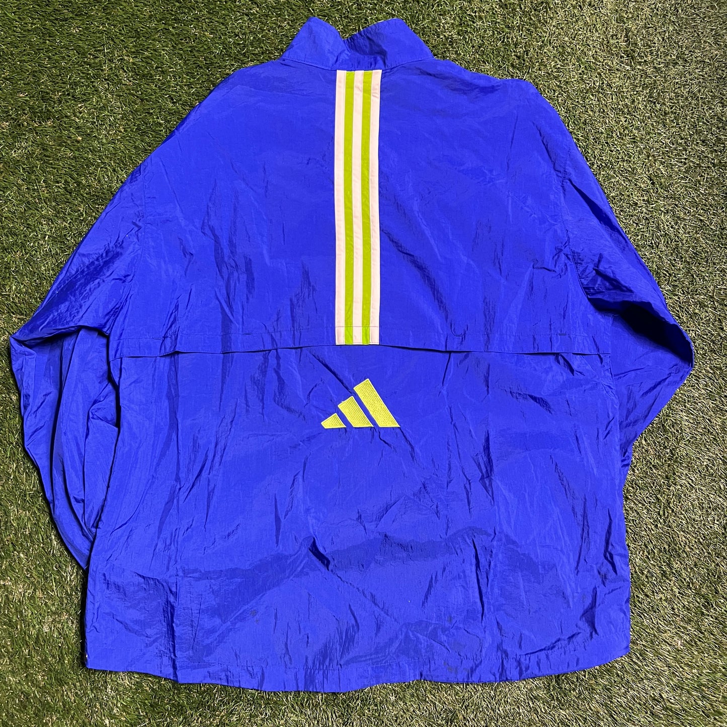 Adidas Small Chest Logo Blue Windbreaker Size XXL USED v13254