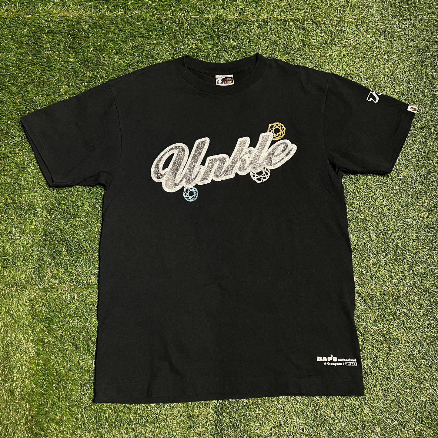 Bape x Unkle Glitter Black Tee Size Large USED x1537