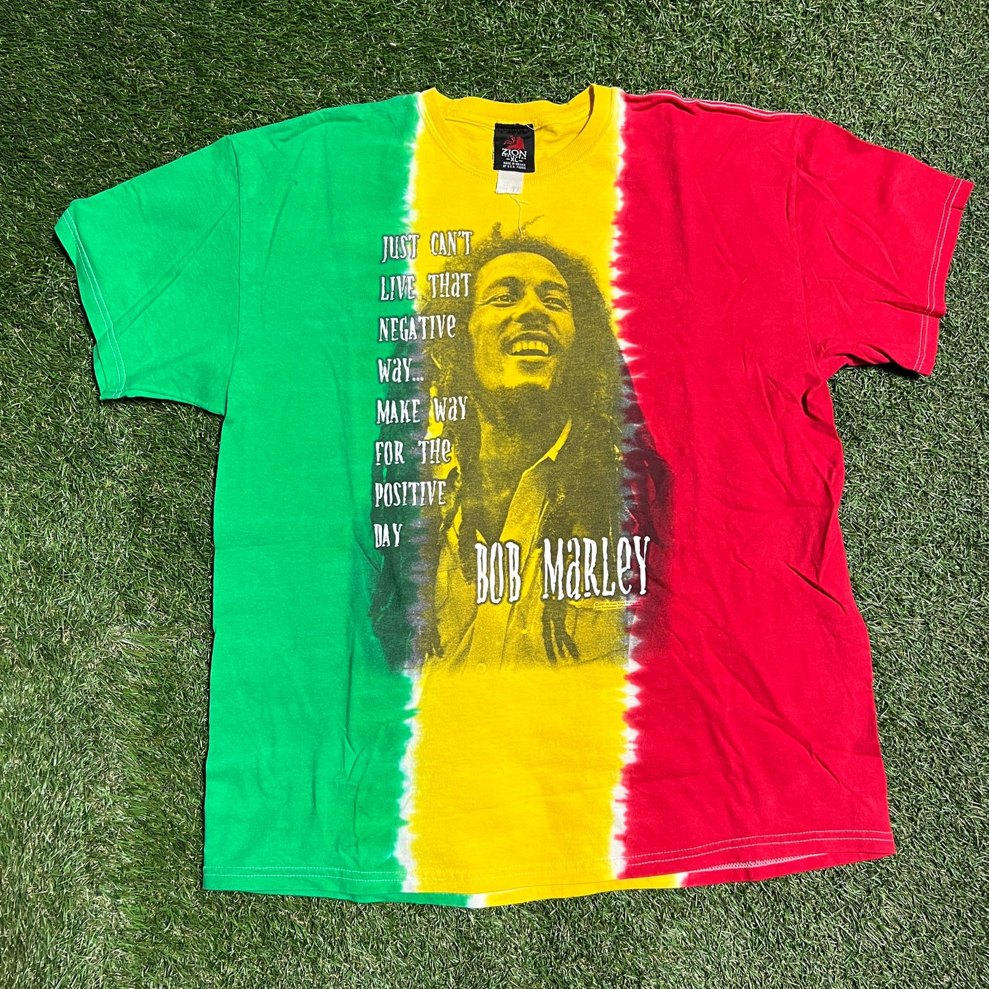 Bob marley just can't live that negative way tie dye tee Size XL USED v13365