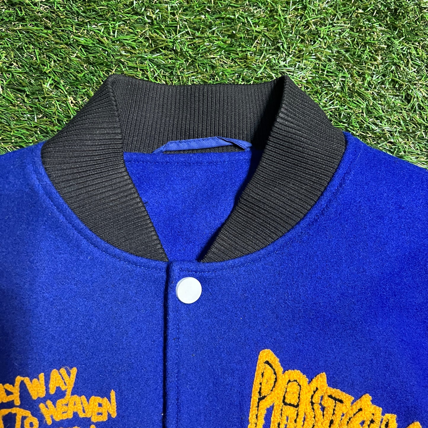 5AM Rosa Pastelle Blue/Red Varsity Jacket Size 2X USED x5319