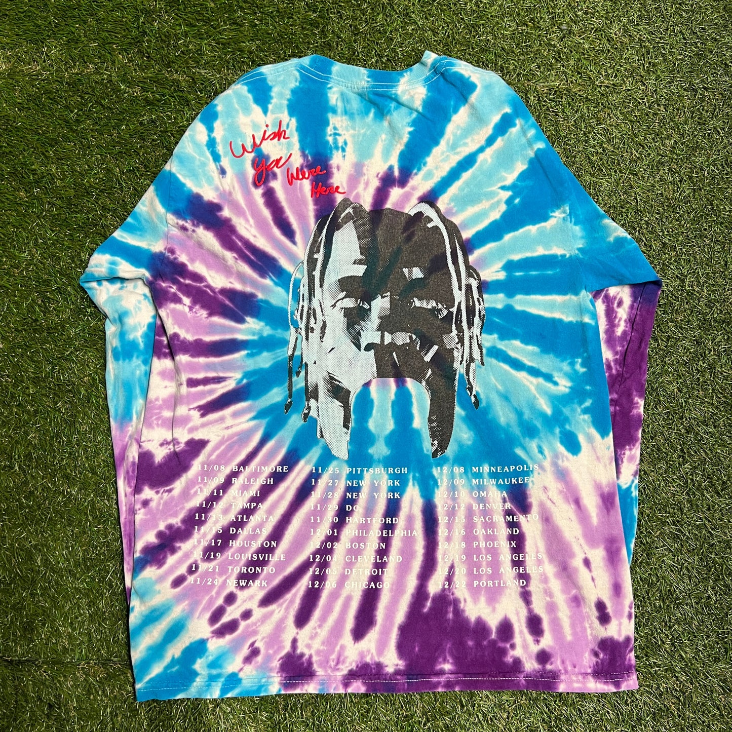 Astroworld Tour Face On The Back Tie Dye Longsleeve Size Large USED x10371