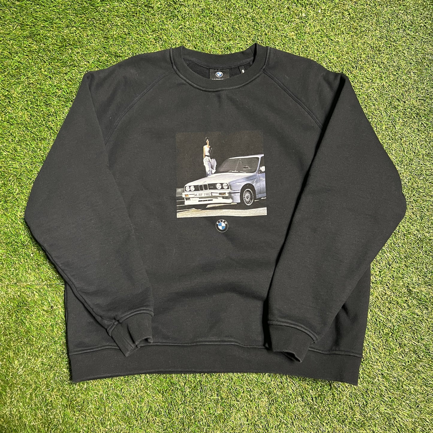 Kith BMW m3 M-RF 1982 License Plate Black Crewneck Size Medium USED x10404