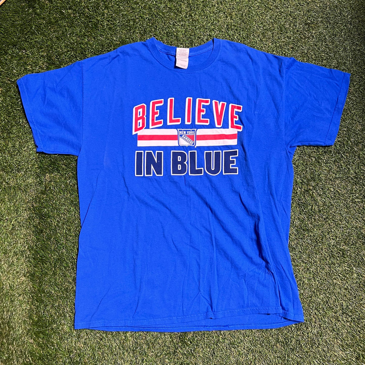 NY Rangers believe in blue tee Size XL USED v13694