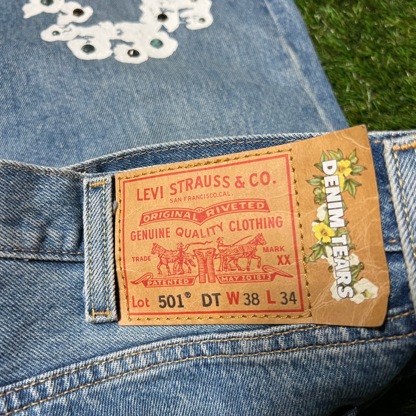 Denim Tears Levis Rhinestone Jeans Size 38 USED x10844