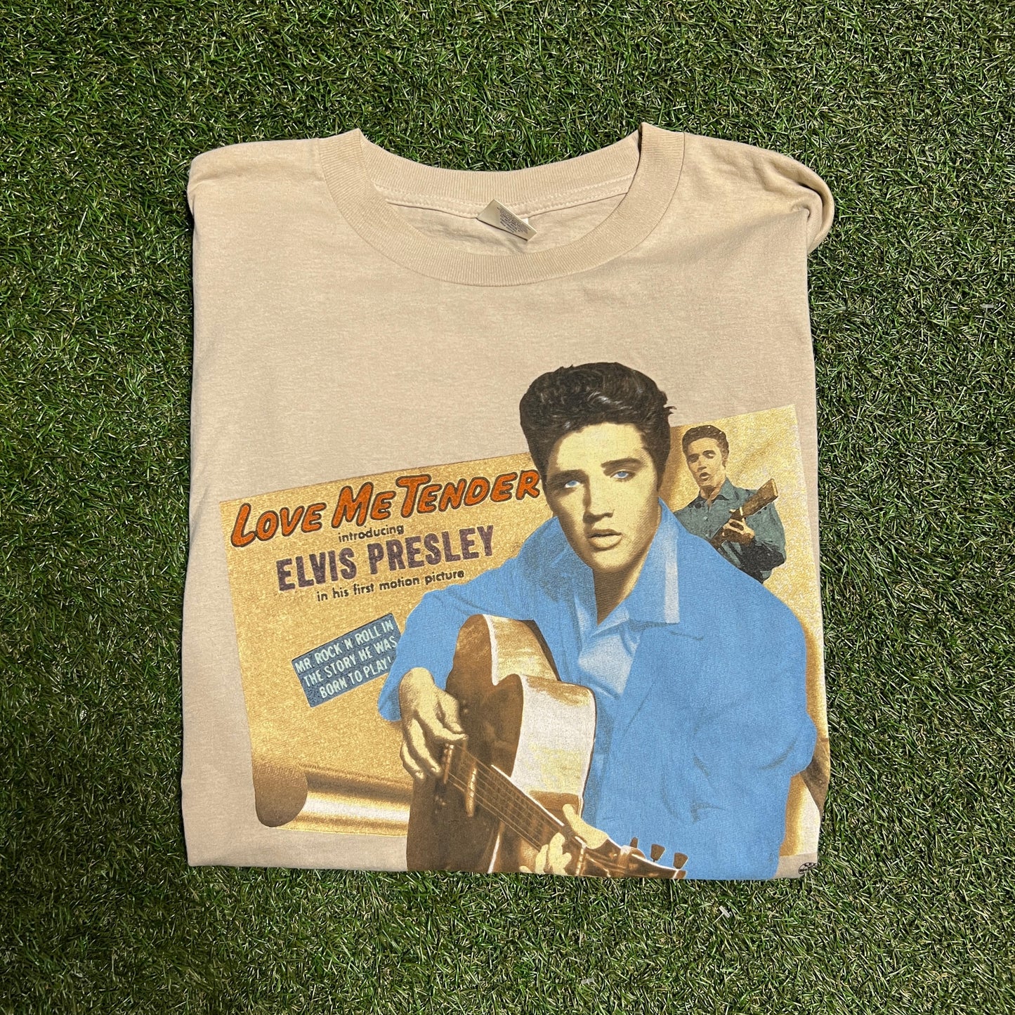1998 Elvis love me tender tee khaki Size XXL USED v13698