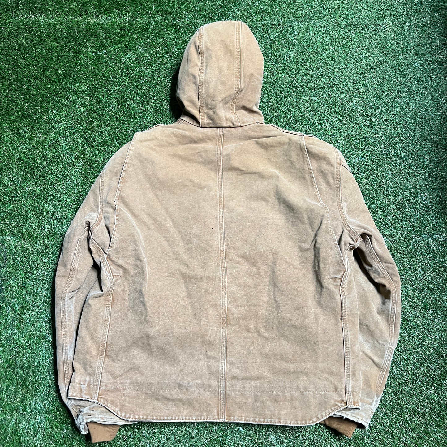 Carhartt brown hooded jacket fleece lined Size XL USED v13770