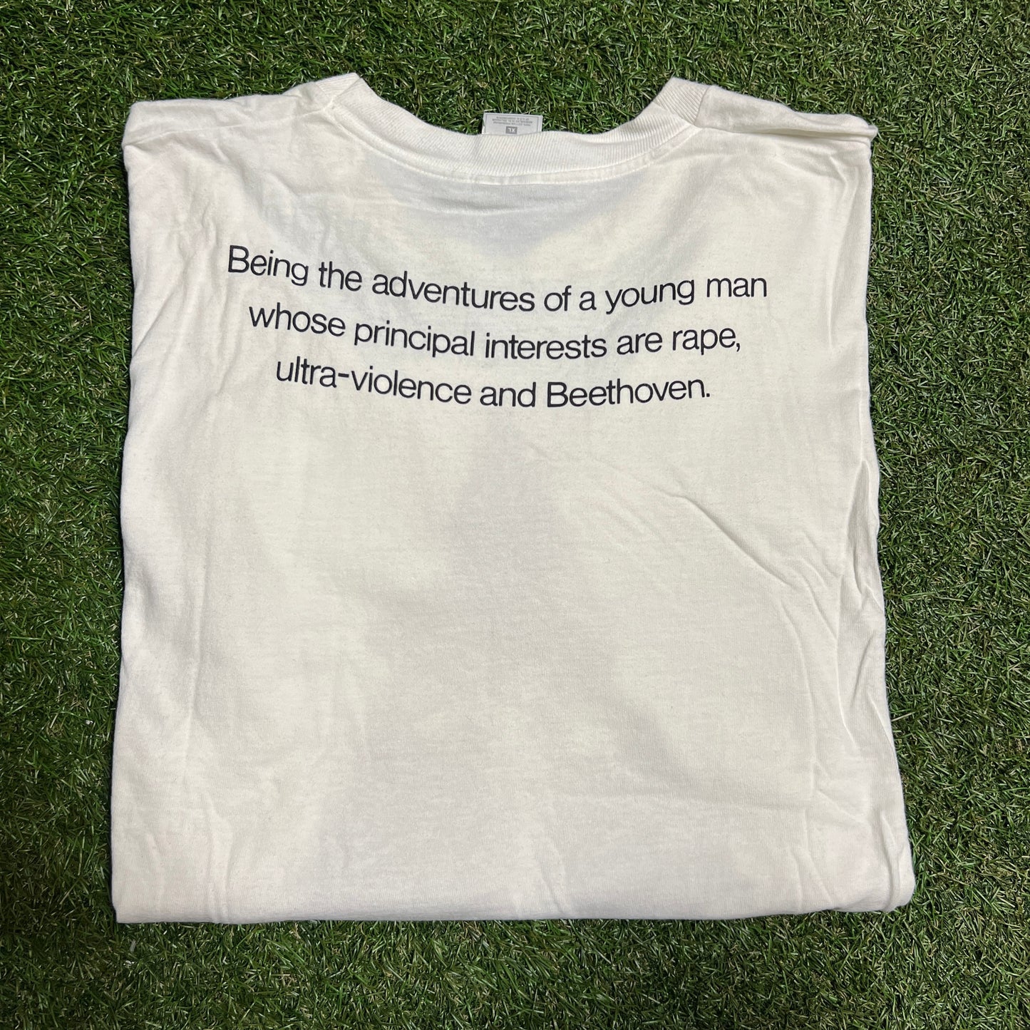 1990's Clockwork Orange Movie Promo White Tee Size XL USED v13779