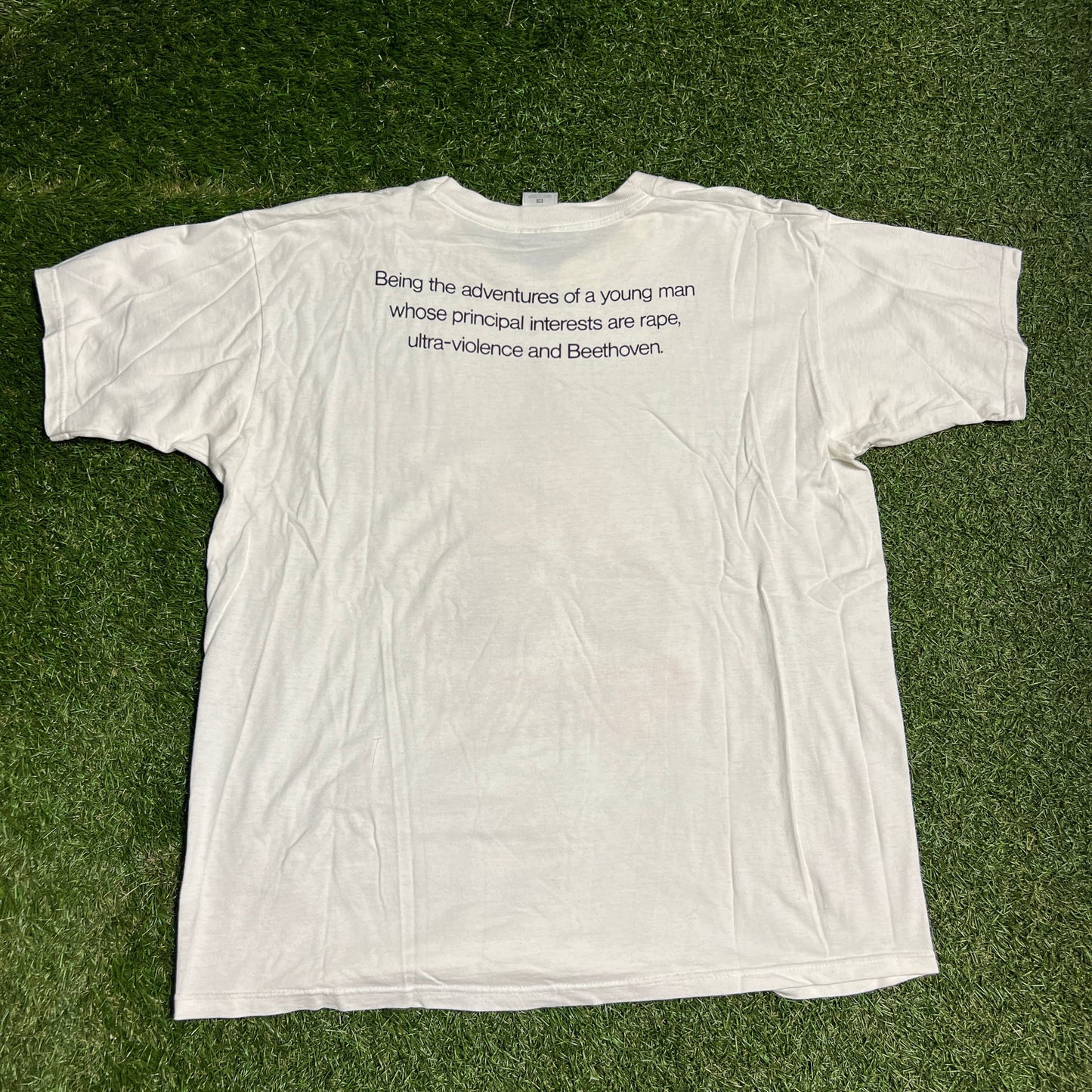 1990's Clockwork Orange Movie Promo White Tee Size XL USED v13779
