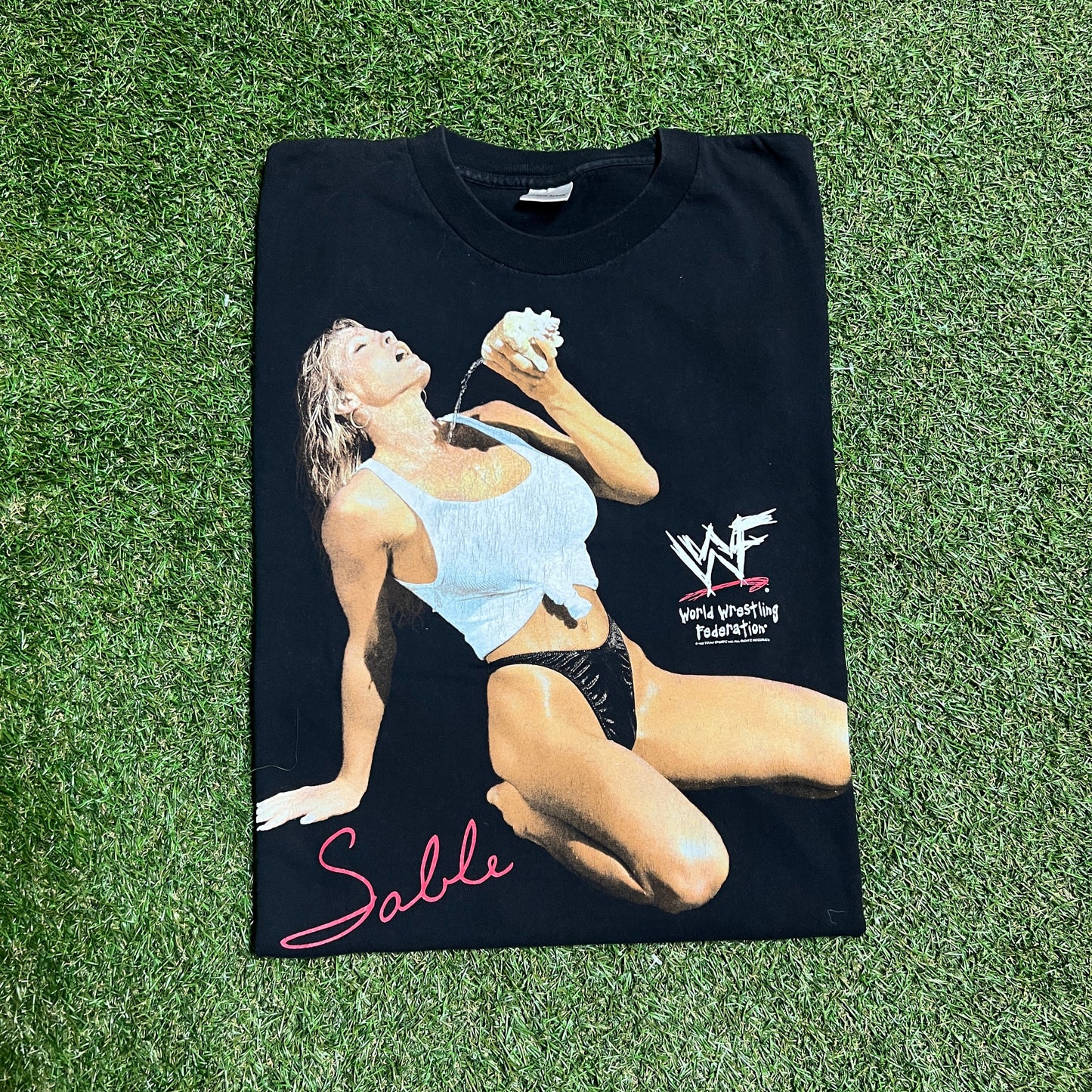 1998 WWF Sable tee black murina tag Size Large USED v13850