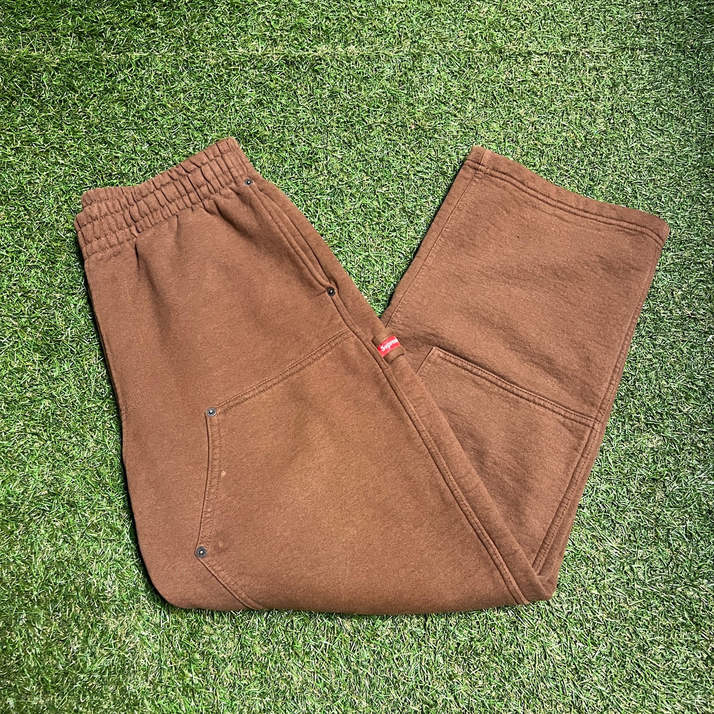 Supreme Double Knee Painter Sweatpant brown Size Medium USED x11133