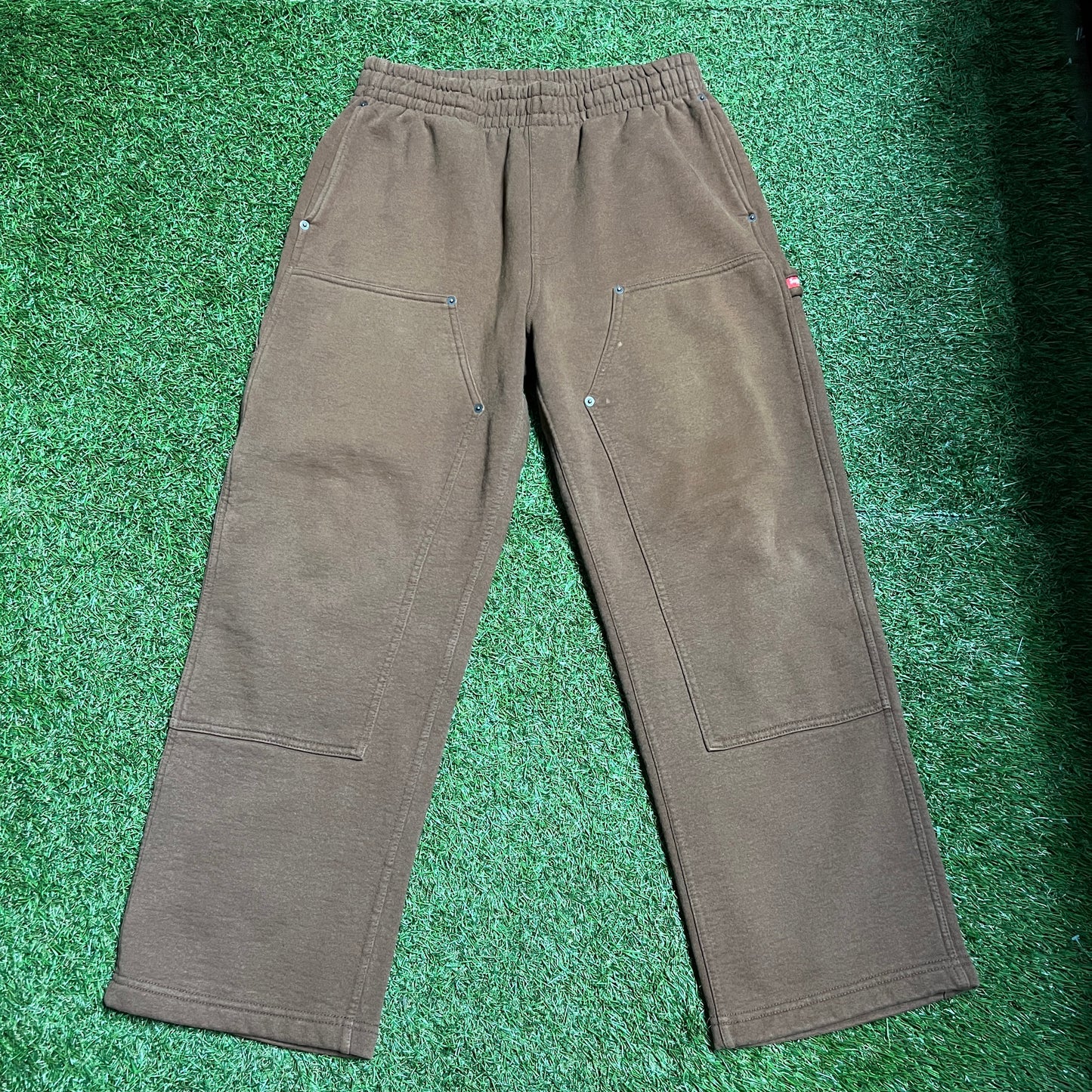 Supreme Double Knee Painter Sweatpant brown Size Medium USED x11133