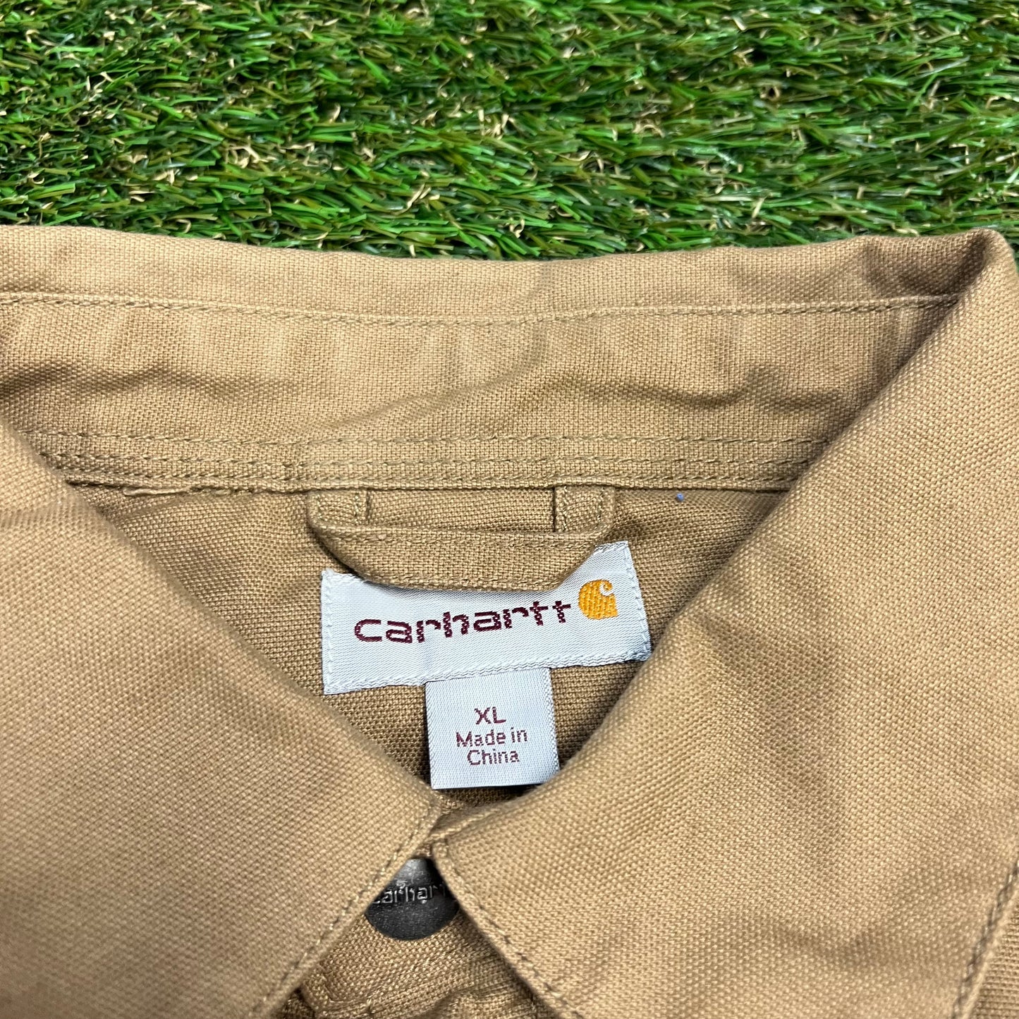 Carhartt Work Utility Tan Jacket Front Pockets Size XL USED v10678