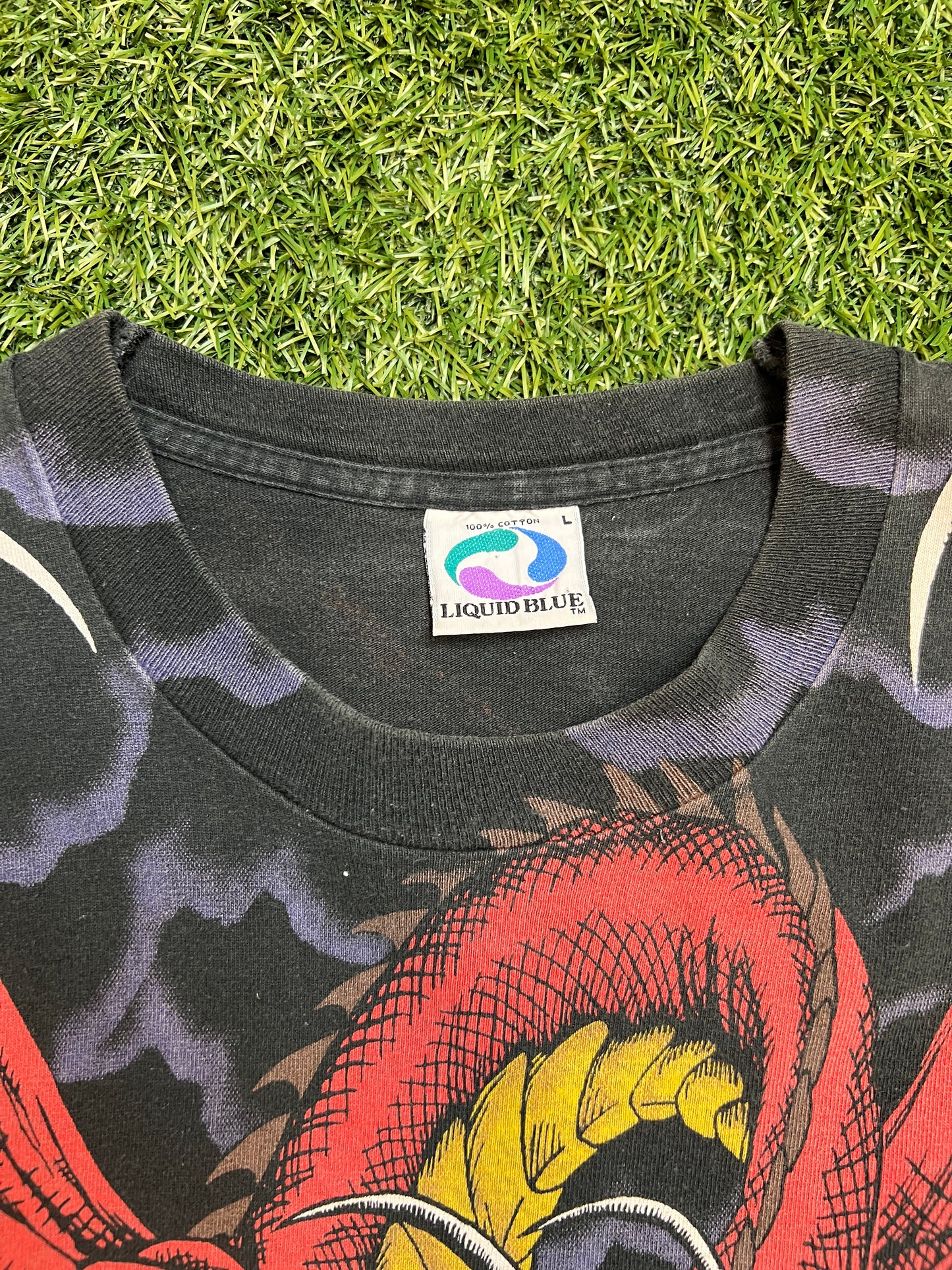 Liquid Blue Dragon Full Print 1993 Size Large USED v6460