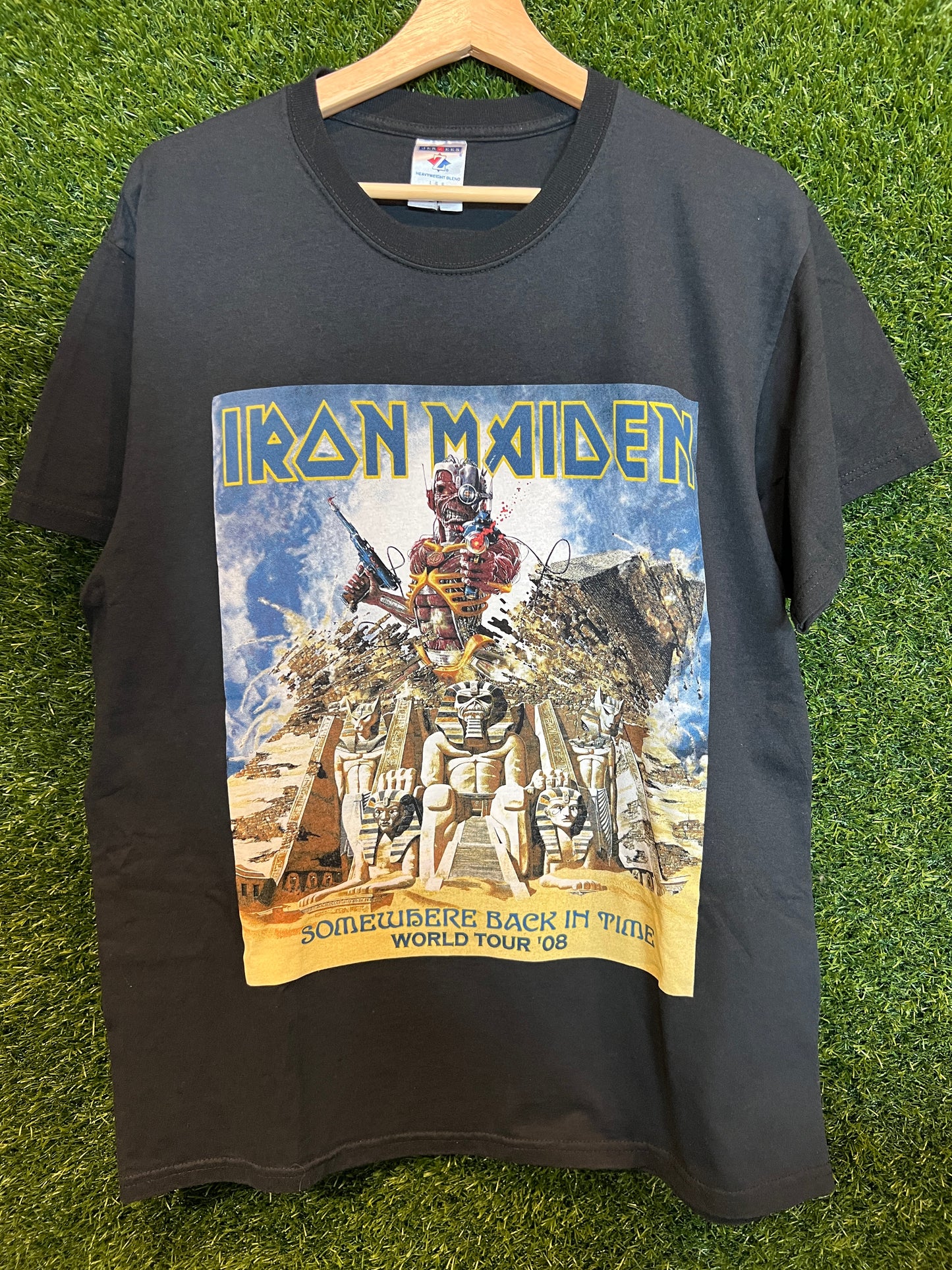 Iron maiden somewhere back in time 2008 world tour tee black Size Large v11400 USED