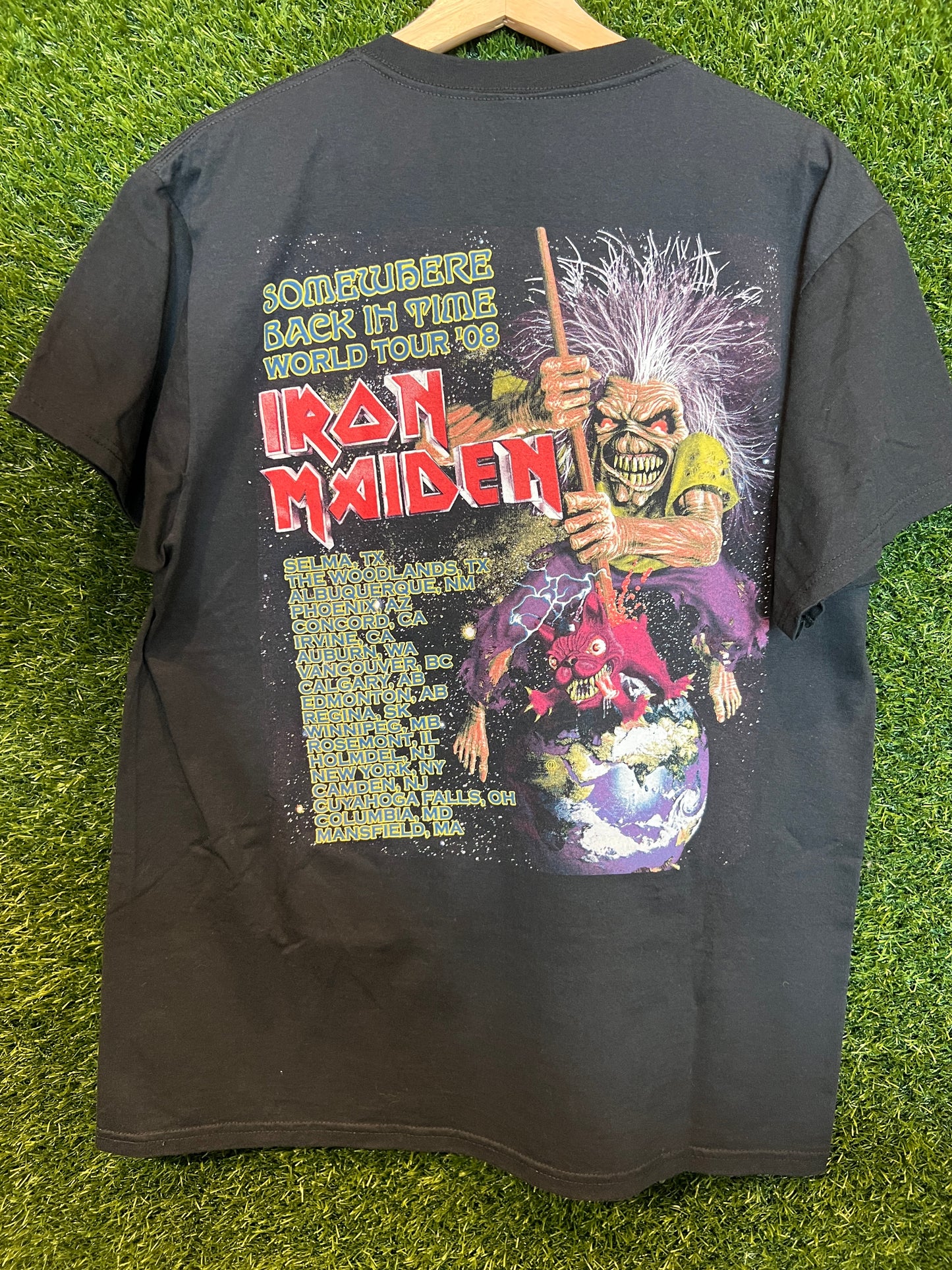 Iron maiden somewhere back in time 2008 world tour tee black Size Large v11400 USED