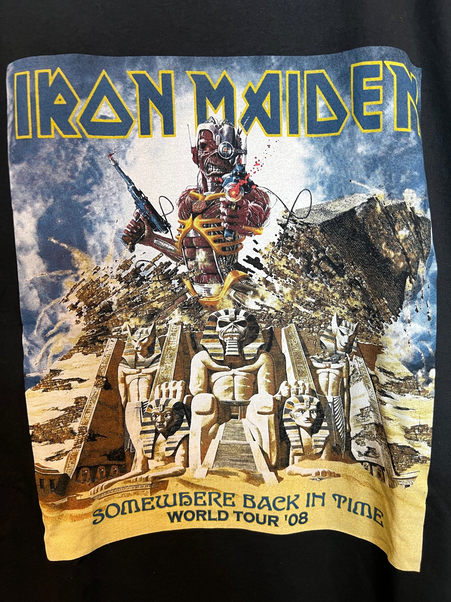 Iron maiden somewhere back in time 2008 world tour tee black Size Large v11400 USED