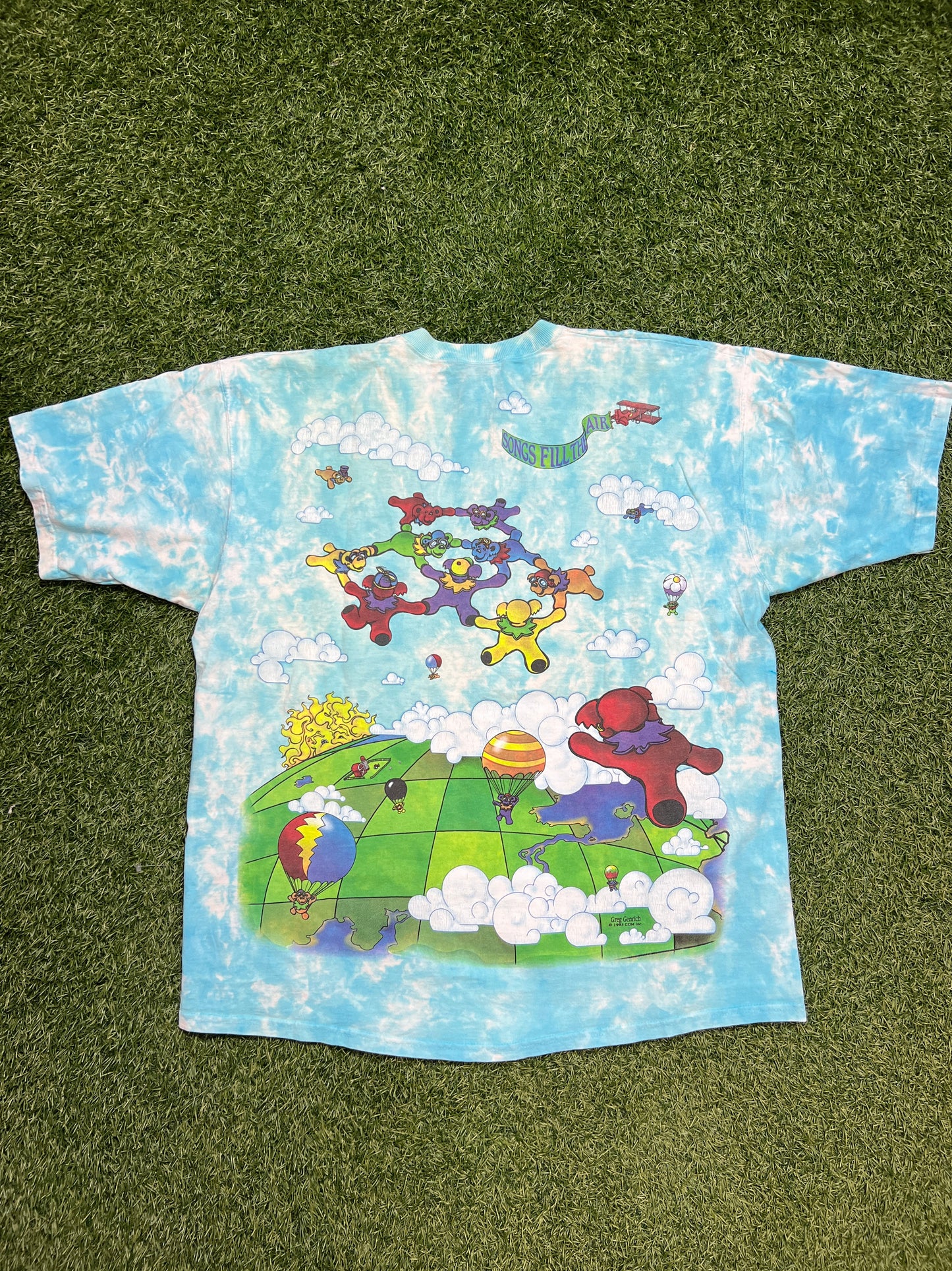 Grateful Dead Parachuting Sky Diving 1993 Blue Sky Tee Size XL USED