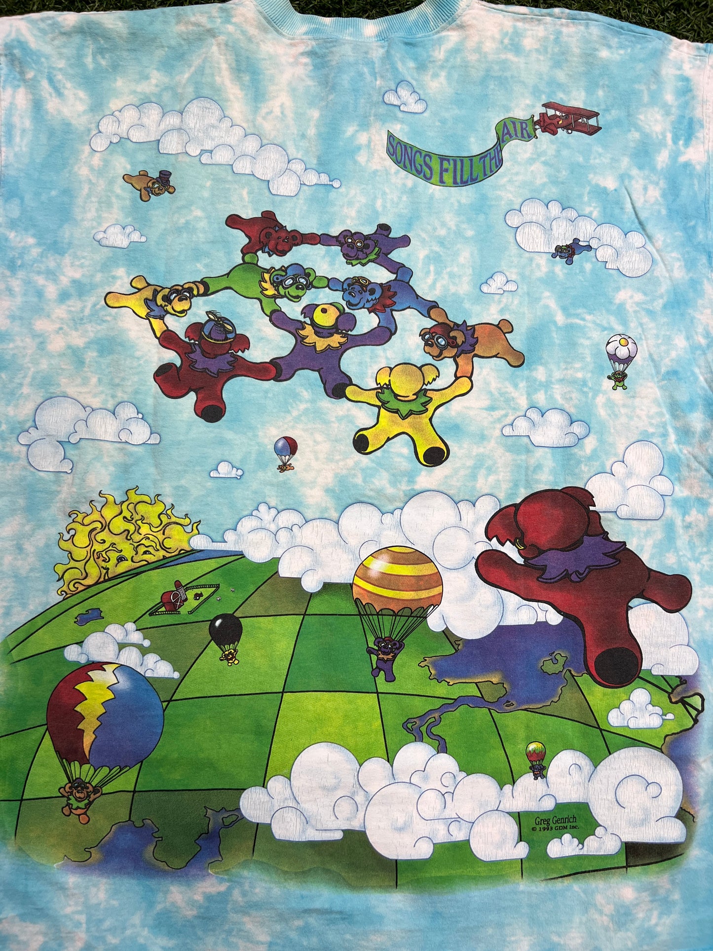 Grateful Dead Parachuting Sky Diving 1993 Blue Sky Tee Size XL USED
