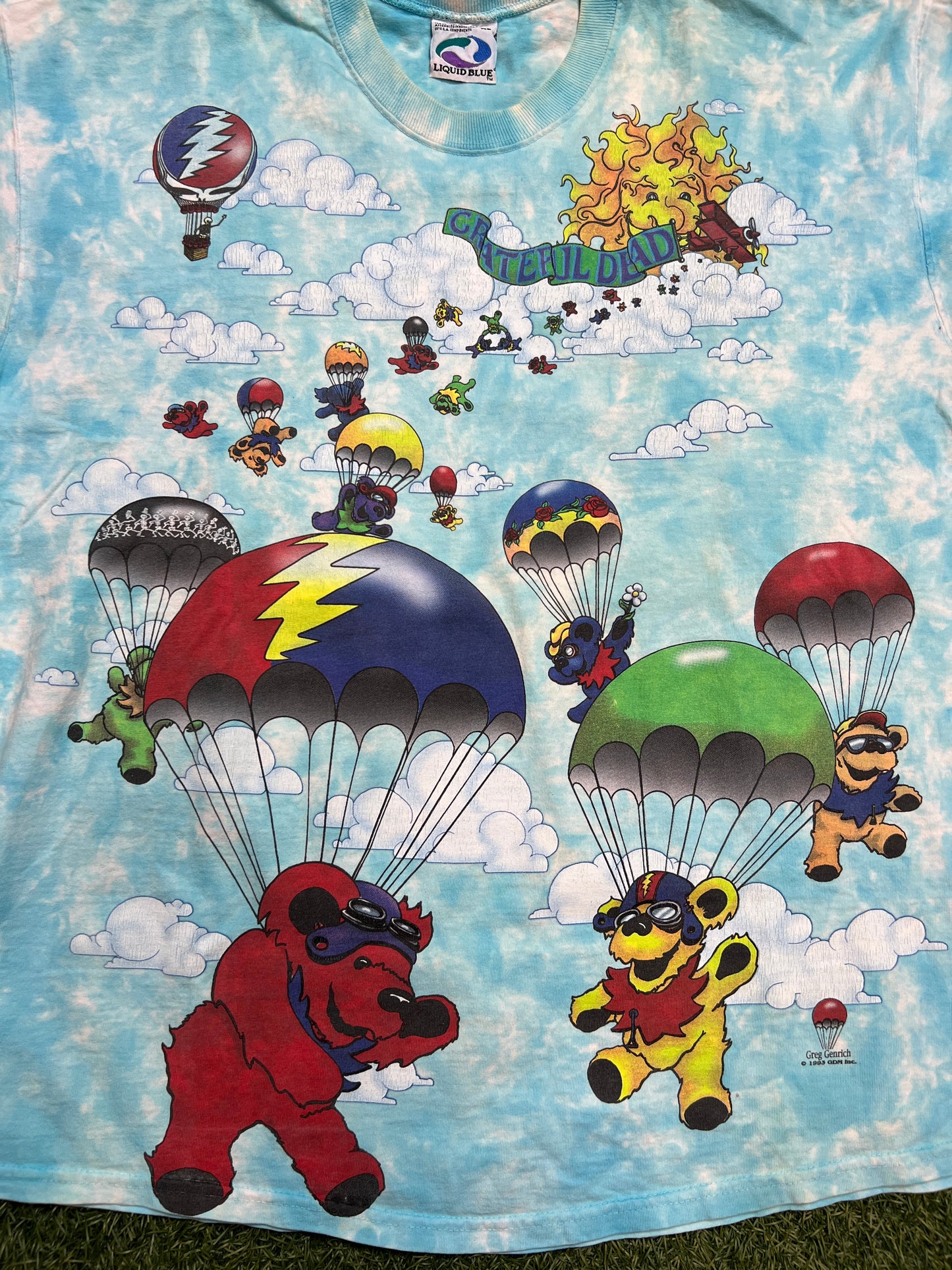 Grateful Dead Parachuting Sky Diving 1993 Blue Sky Tee Size XL USED