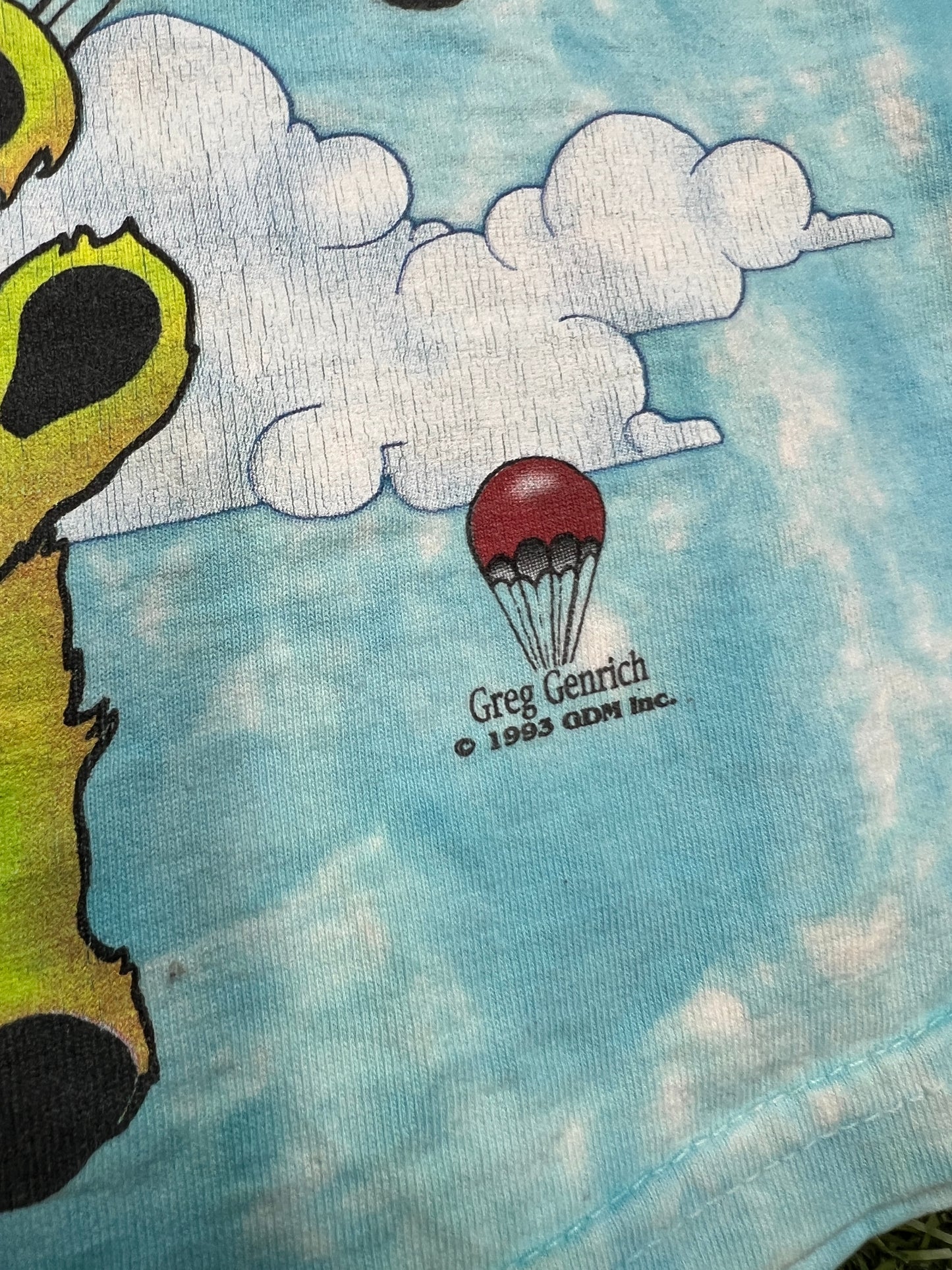 Grateful Dead Parachuting Sky Diving 1993 Blue Sky Tee Size XL USED