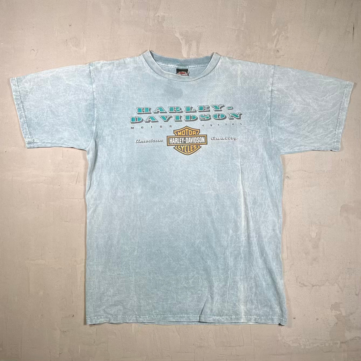 2000 Harley Davidson Light Blue "Orwigsburg, PA" Tee Size Large USED v20423