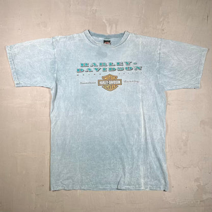 2000 Harley Davidson Light Blue "Orwigsburg, PA" Tee Size Large USED v20423