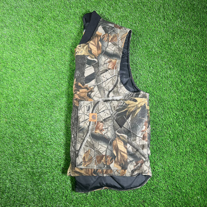 Y2K Carhartt Woodland Camo Insulated Vest Size XL USED v18206