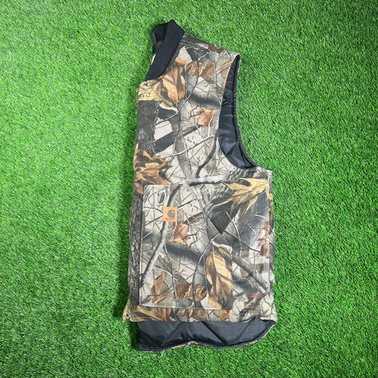 Y2K Carhartt Woodland Camo Insulated Vest Size XL USED v18206
