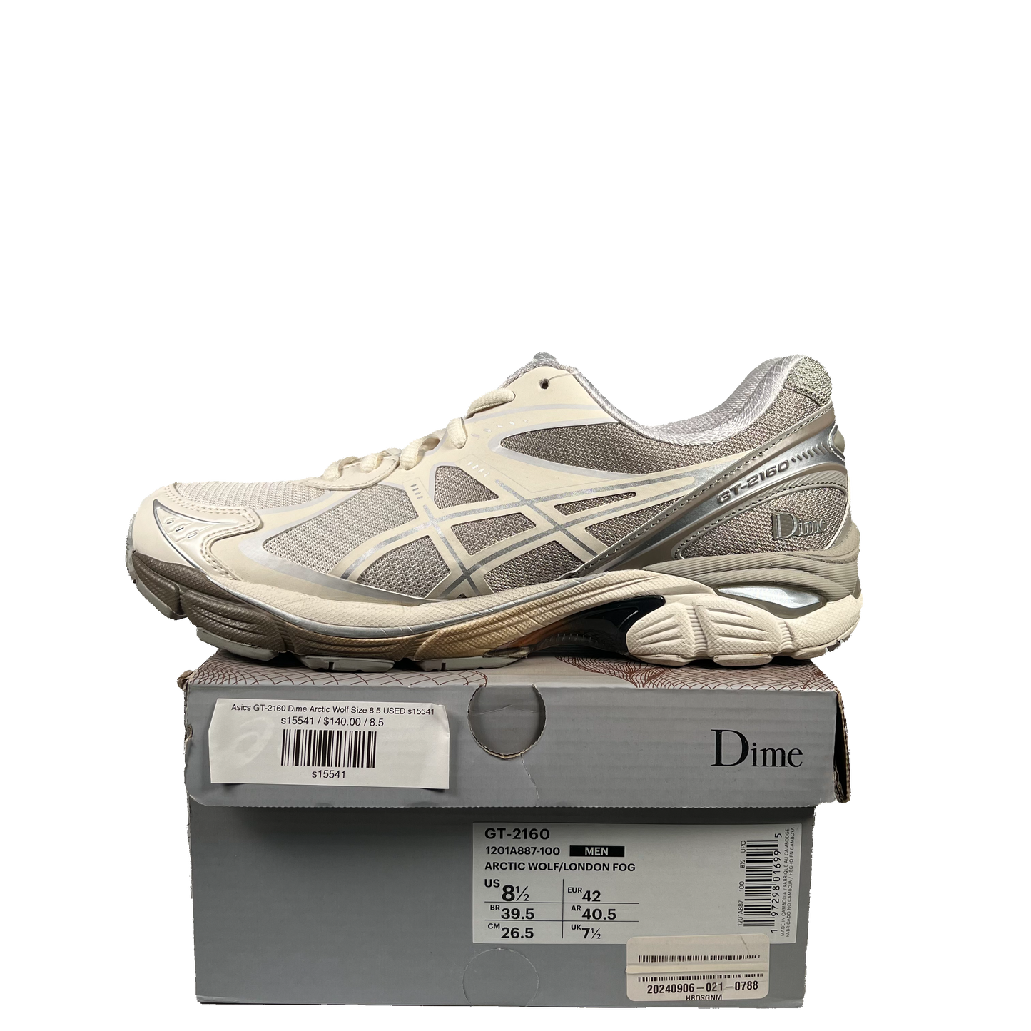 Asics GT-2160 Dime Arctic Wolf Size 8.5 USED s15541