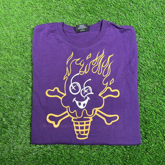 IceCream Sad Come Purple Tee Size Large USED x16002
