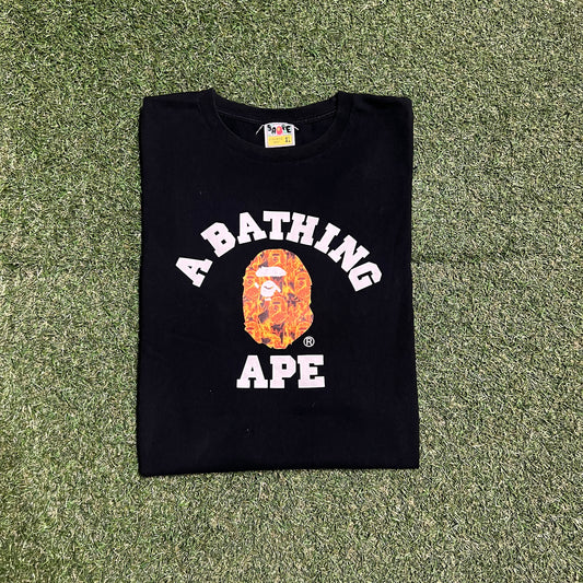 Bape A Bathing Ape Flame Ape Black Tee Size XL USED x13637